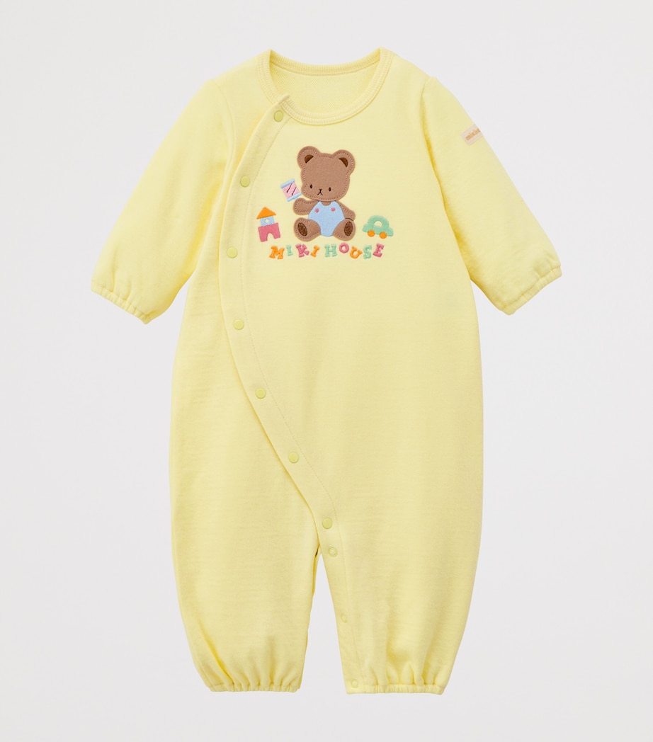 Miki House Logo Bear Embroidered Playsuit (1 Month) Image 4