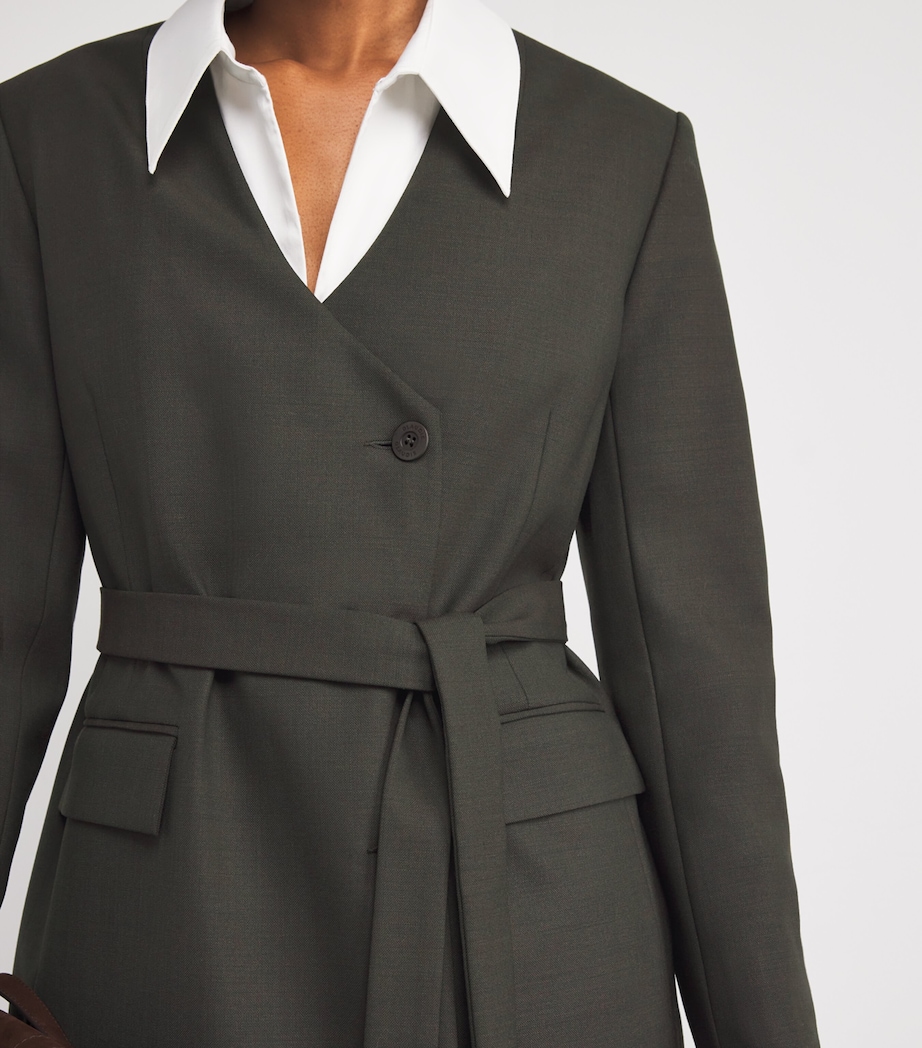 Wool-Blend Asymmetric Blazer KHAKI Image 6