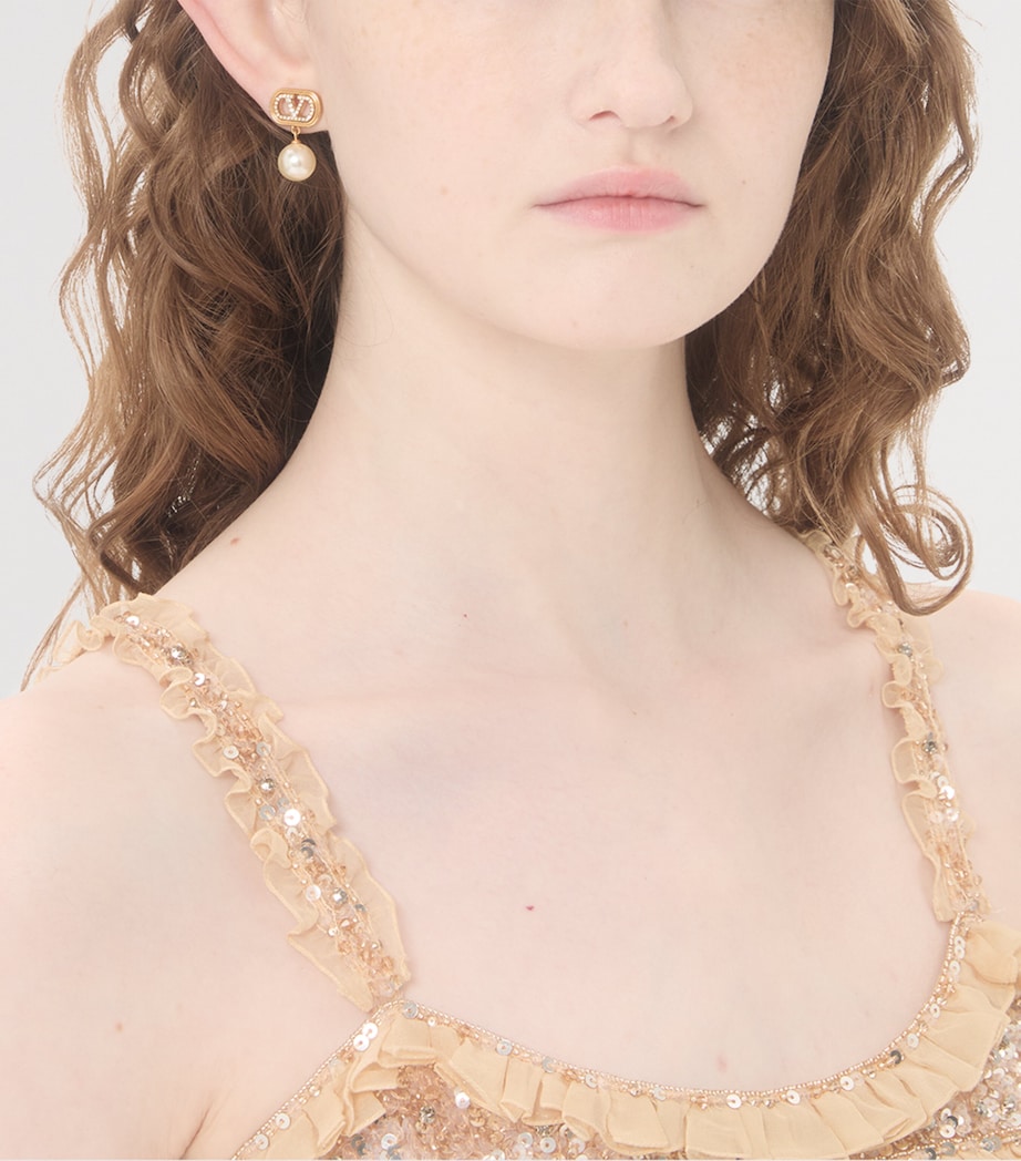 Swarovski Crystal-Embellished Ovalette Logo Earrings CNP Image 2