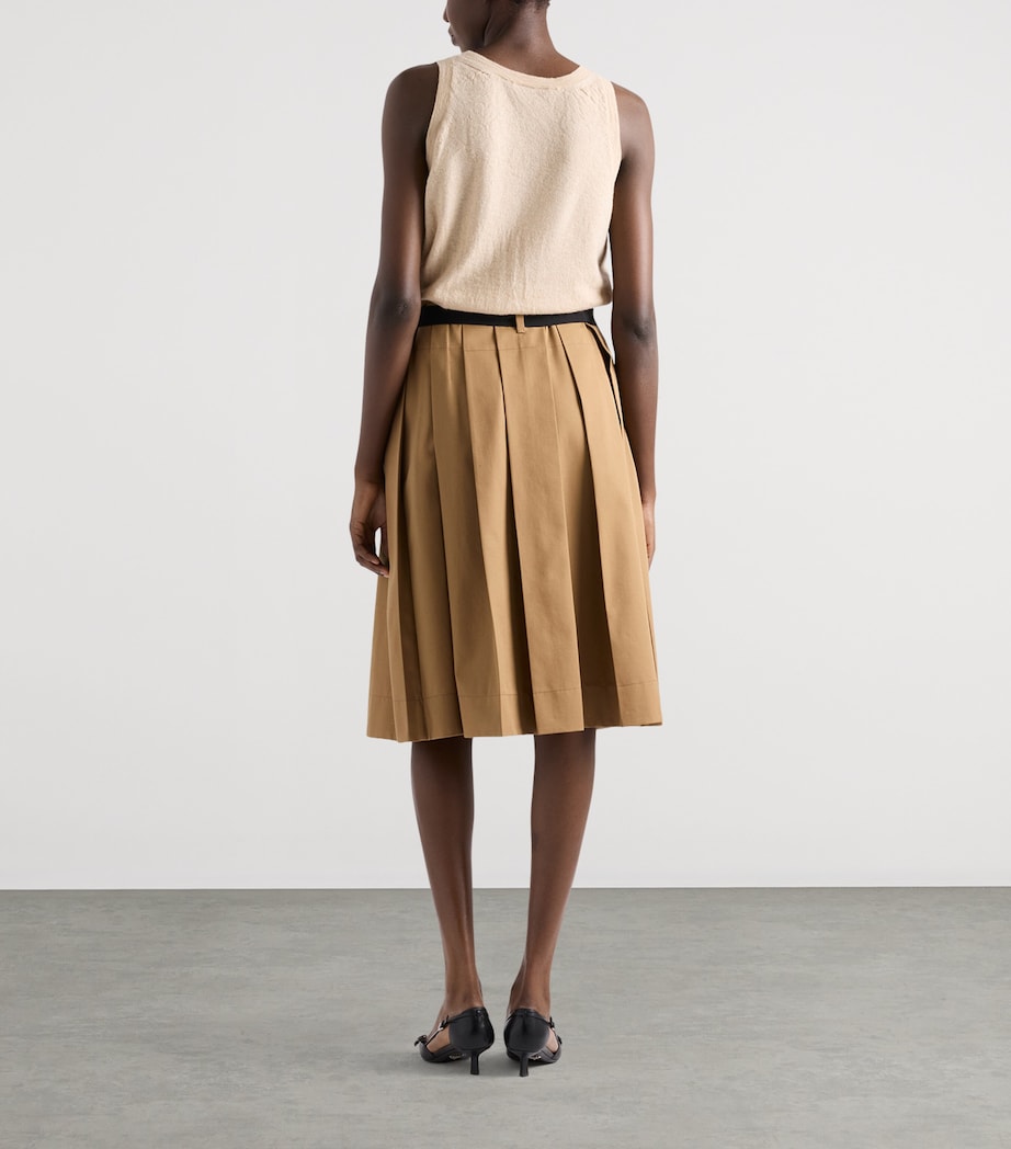 Prada Womens Gabardine Pleated Skirt Brown Image 5