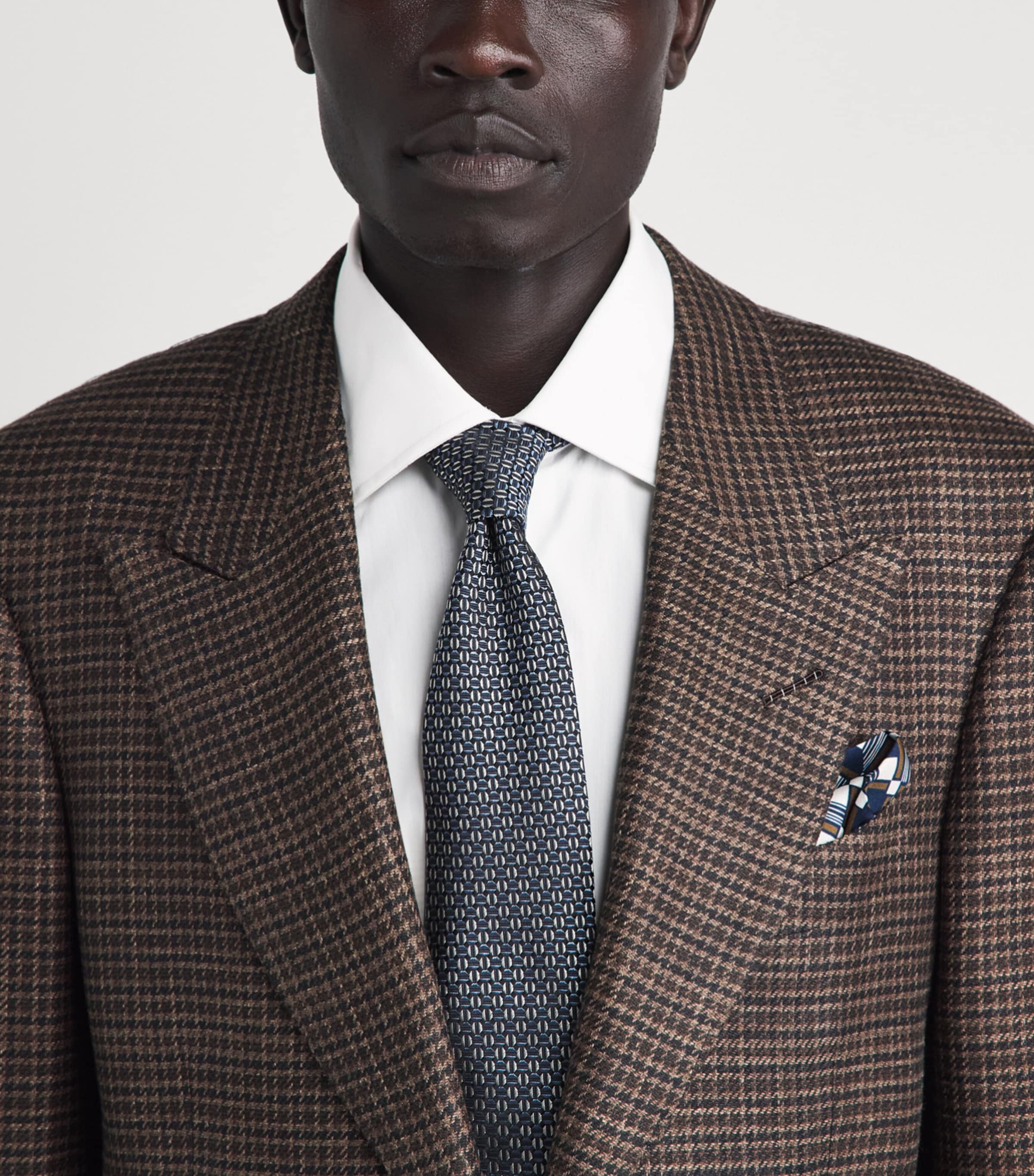 Eton Silk Geometric Pocket Square Navy Blue Image 2
