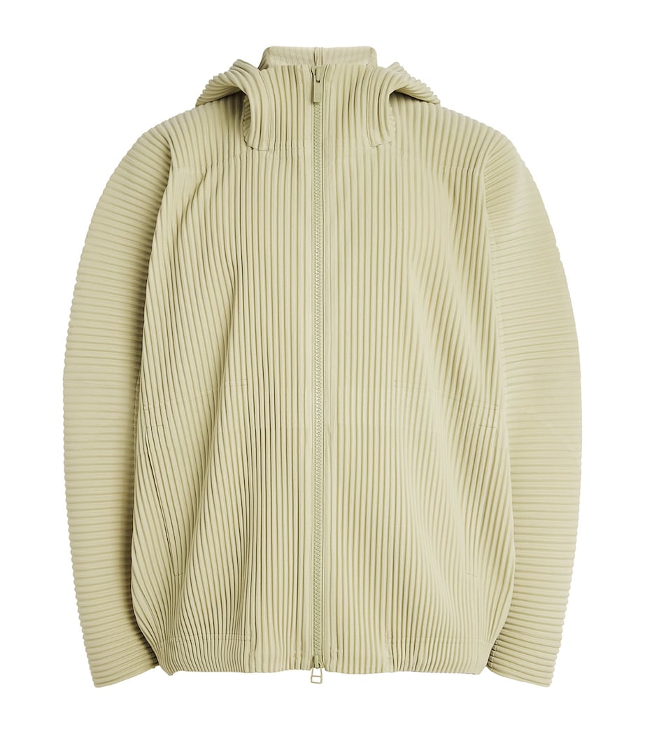 Pleated Hooded Jacket 42-DRY GRASS GREEN Image 1