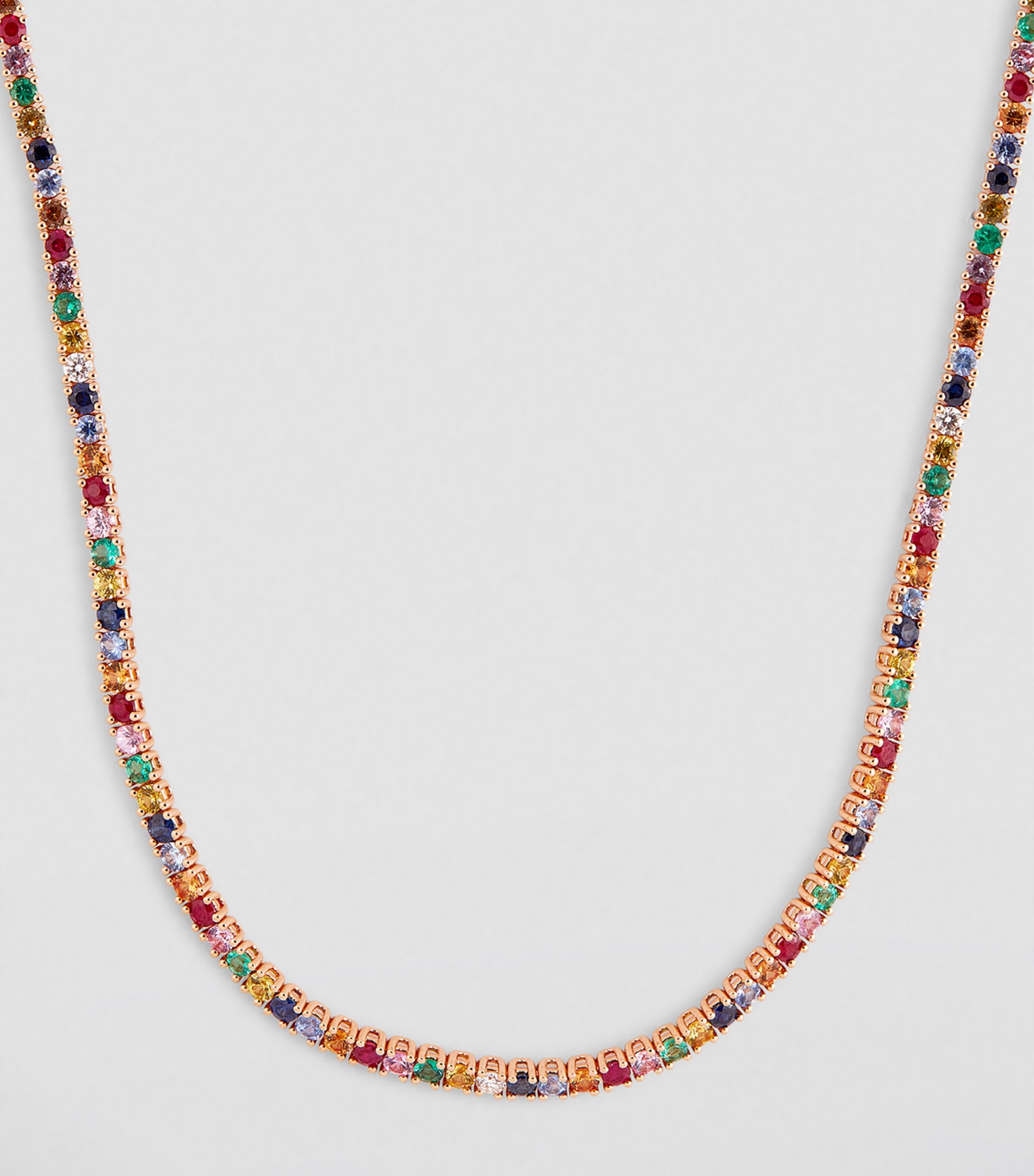 Rose Gold, Diamond and Rainbow Sapphire Hepburn Necklace ROSE GOLD Image 2