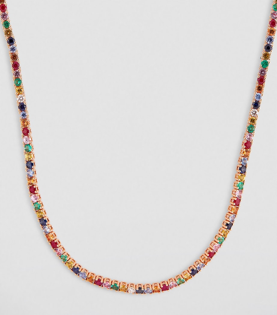 Rose Gold, Diamond and Rainbow Sapphire Hepburn Necklace ROSE GOLD Image 2