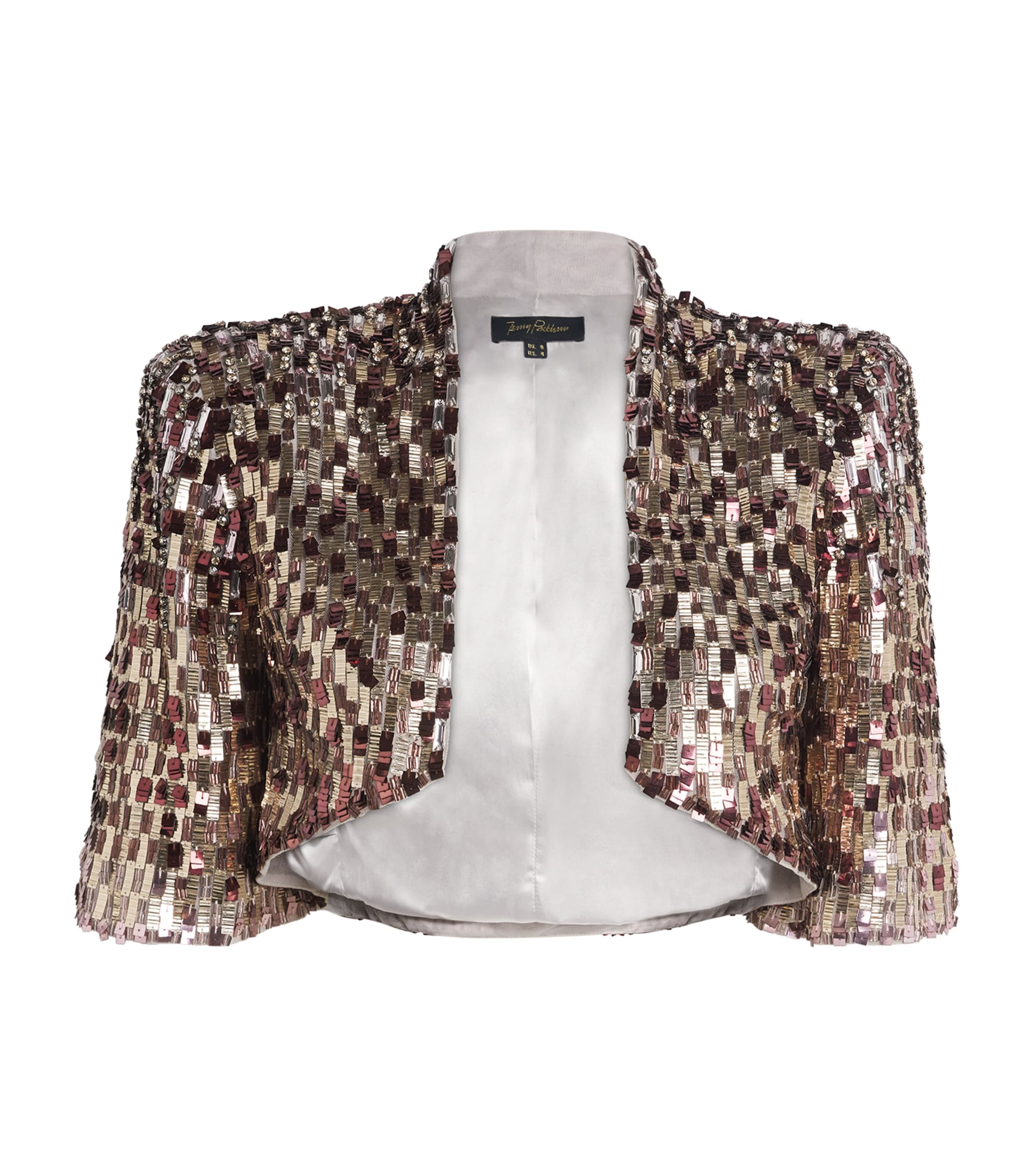 Jenny Packham Embellished Cristobel Cropped Jacket In Gold
