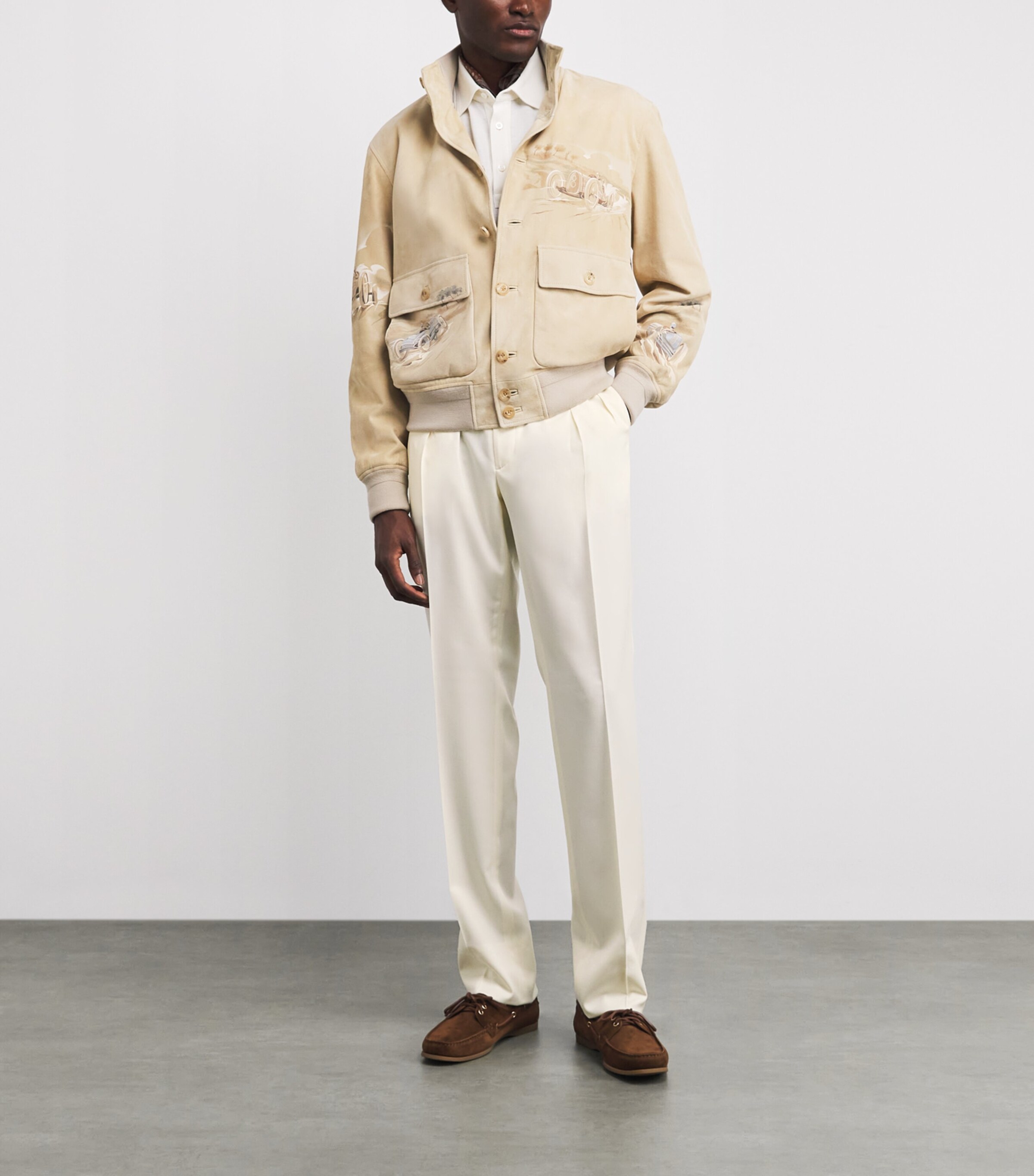 Wool Pleated Byron Trousers PRCHMNT CR Image 2