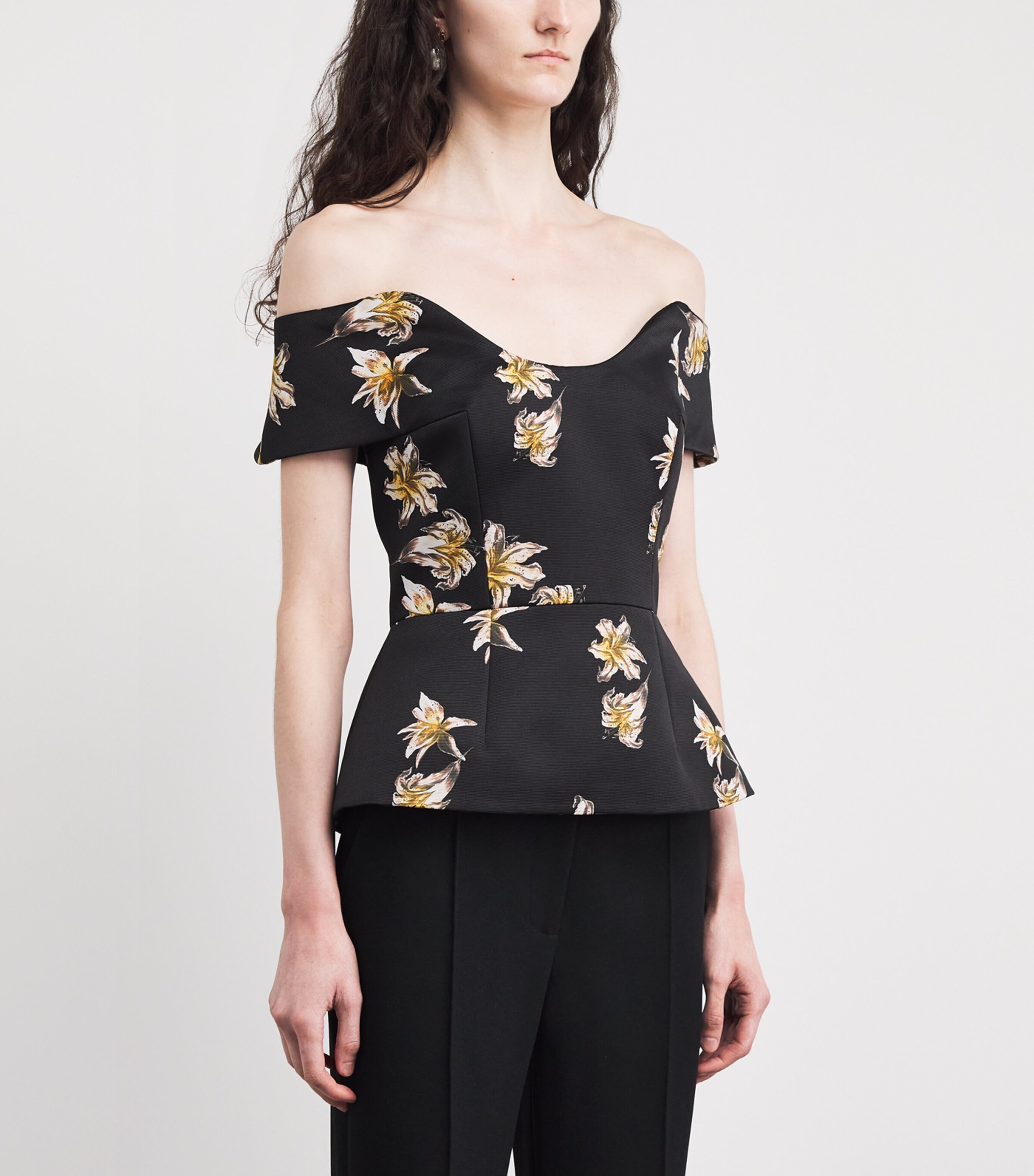 Emilia Wickstead Womens Taffeda Off-The-Shoulder Souline Top Fest Lil Blk&yel Image 4