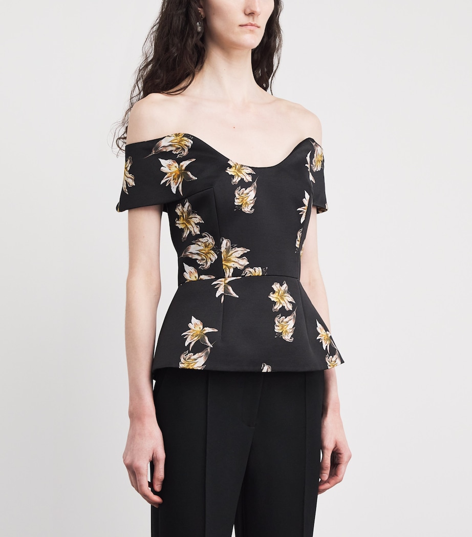 Emilia Wickstead Womens Taffeda Off-The-Shoulder Souline Top Fest Lil Blk&yel Image 4