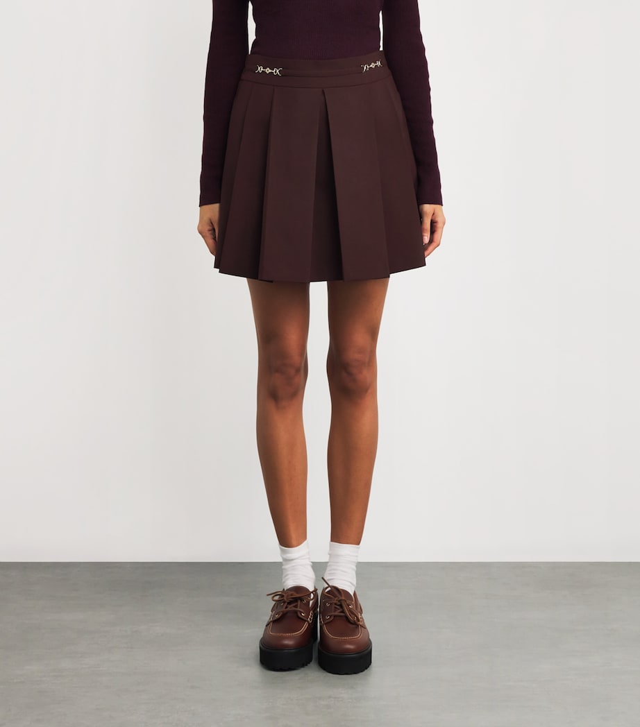 Wool-Blend Pleated Mini Skirt BURGUNDY Image 3