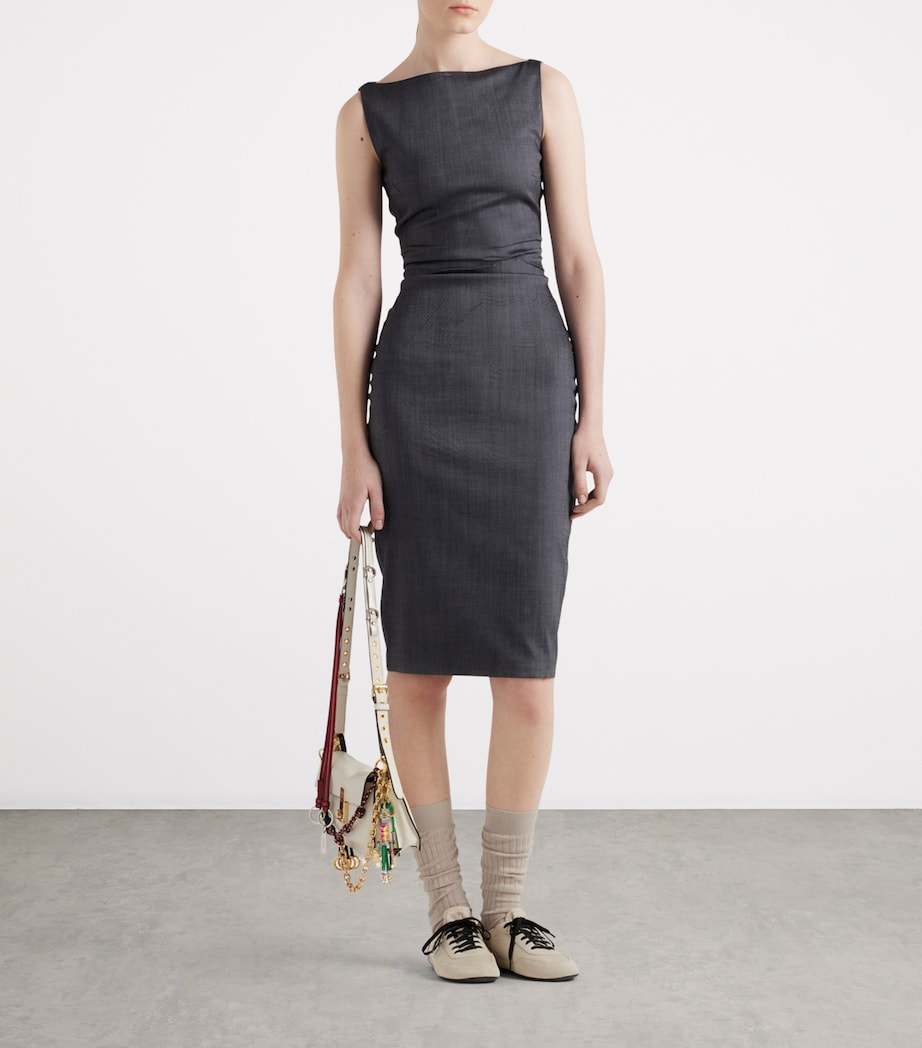 Prada Womens Mohair-Blend Midi Dress Image 2
