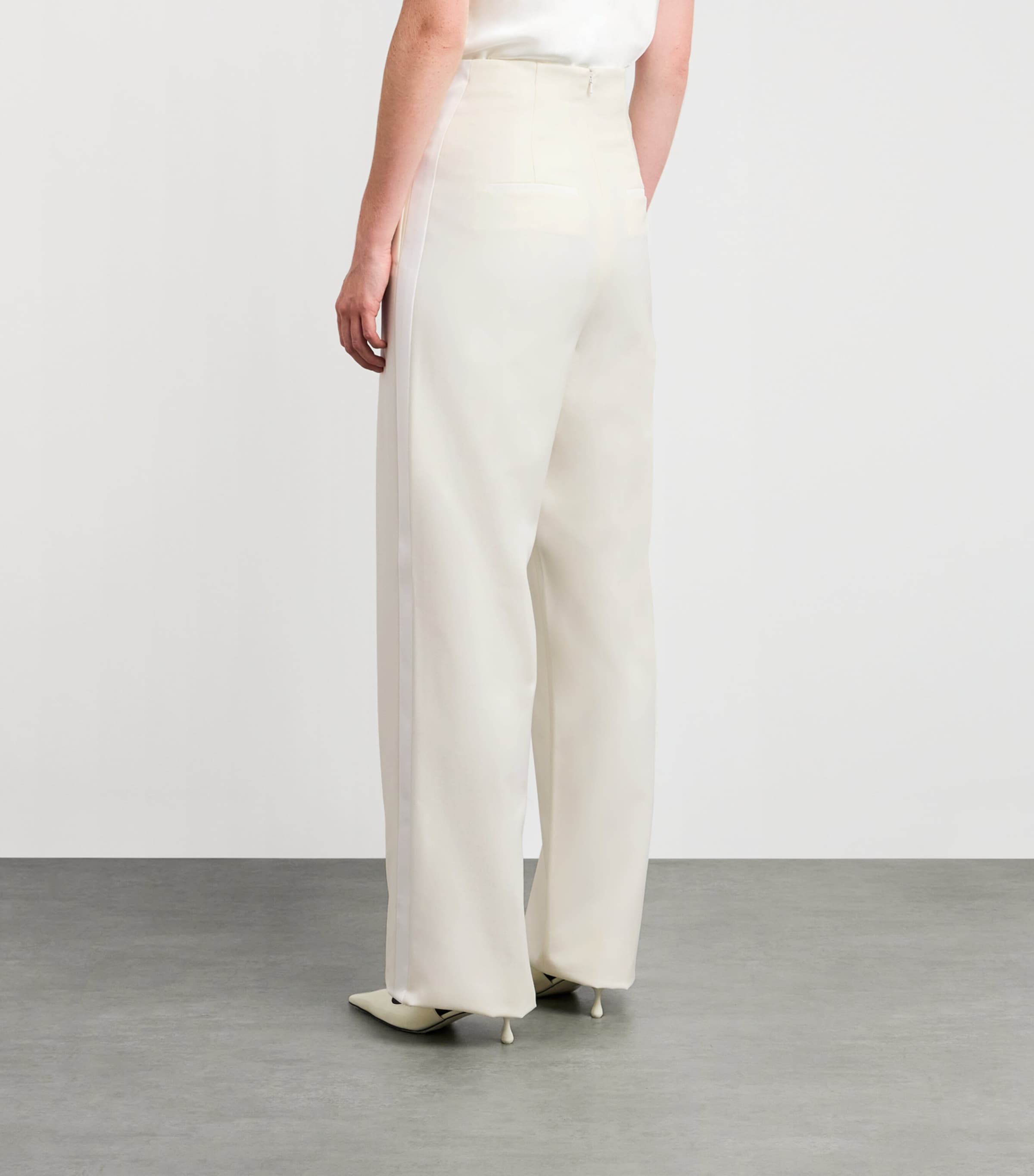 Virgin Wool Wide-Leg Trousers WHITE Image 4