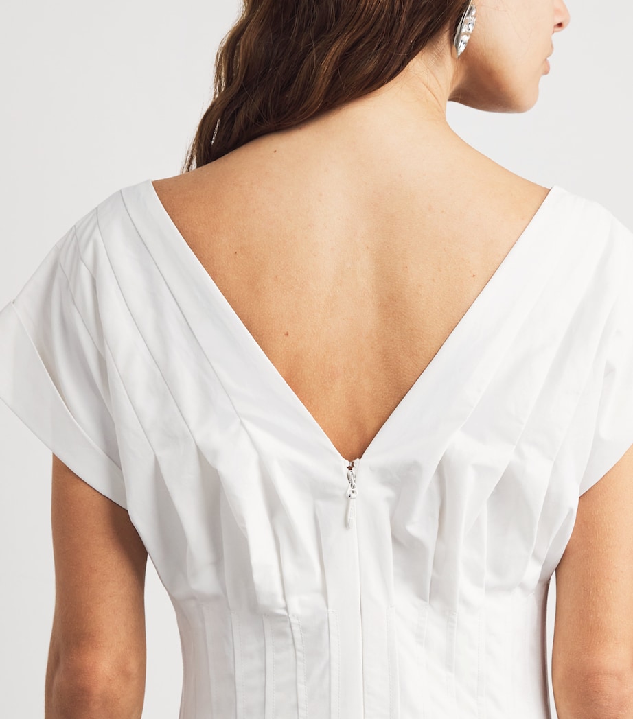 Cotton Pleated Nina Midi Dress WHITE Image 4