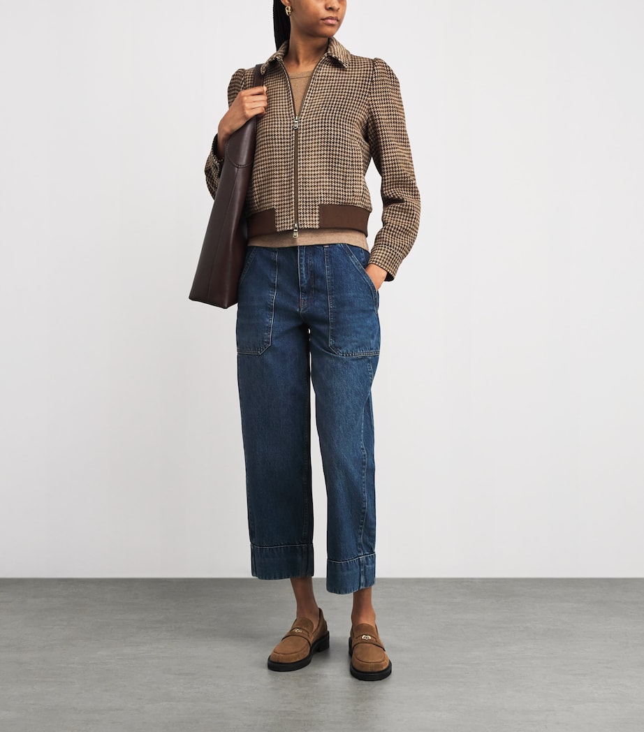 Houndstooth Bomber Jacket BROWN MULTI Image 2