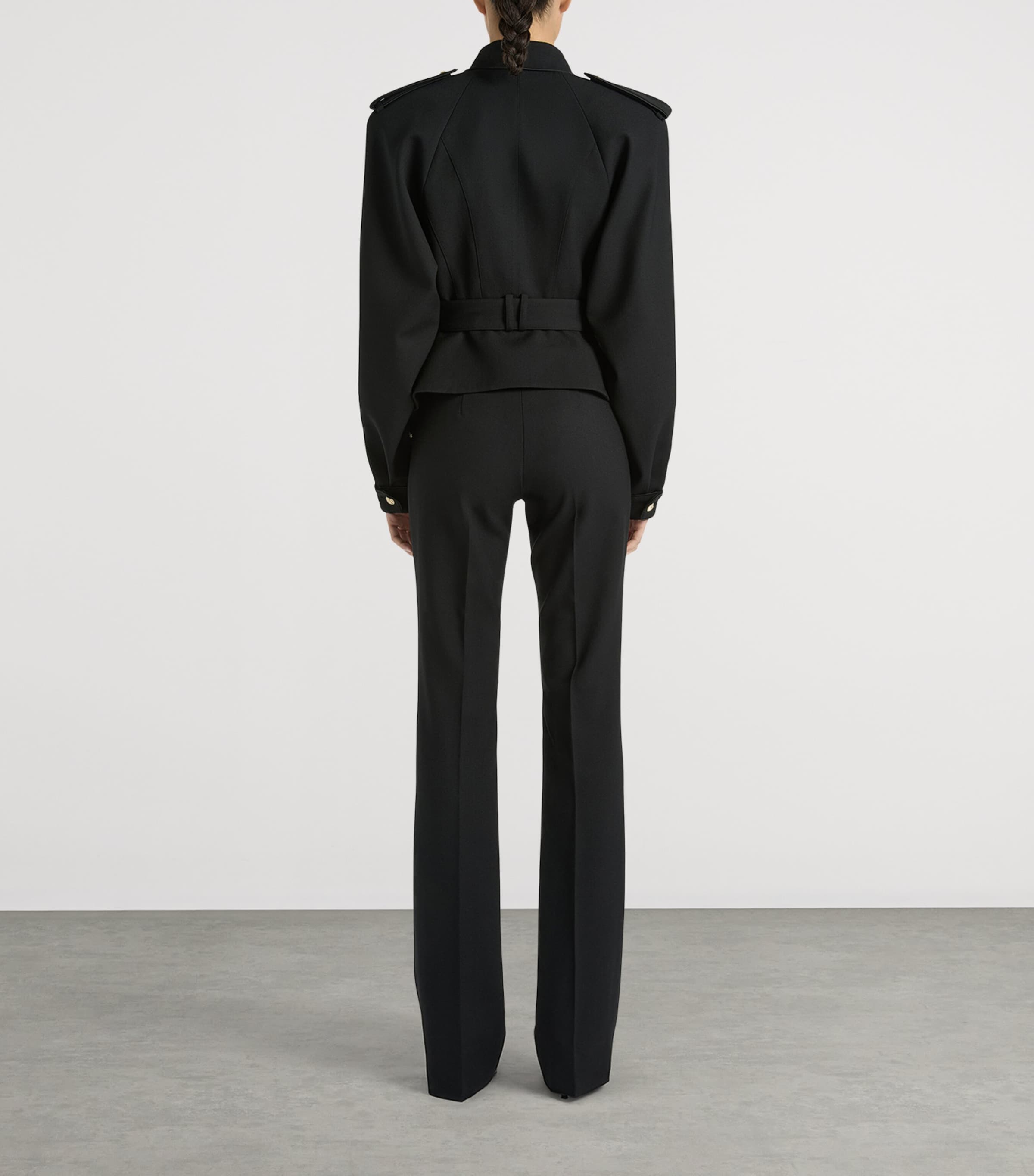 Balmain Womens Wool Gabardine Trousers Noir Image 4