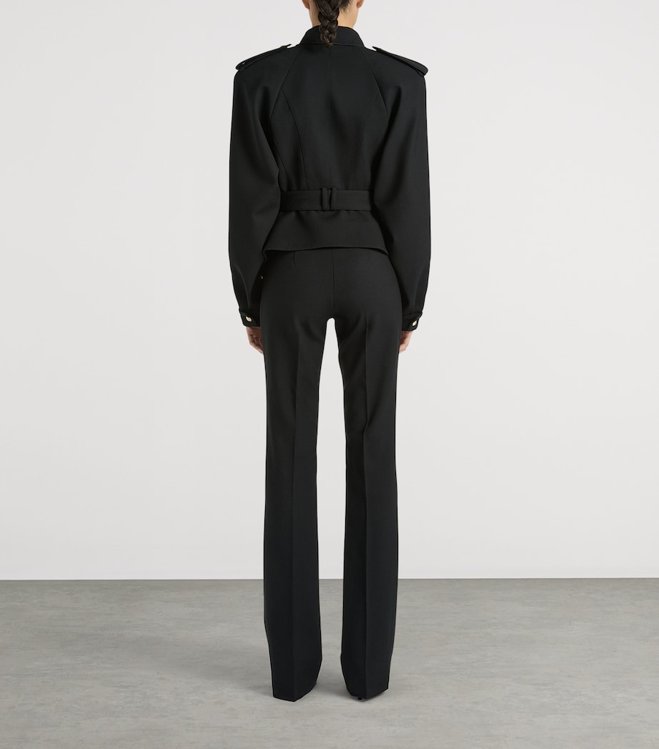 Balmain Womens Wool Gabardine Trousers Noir Image 4