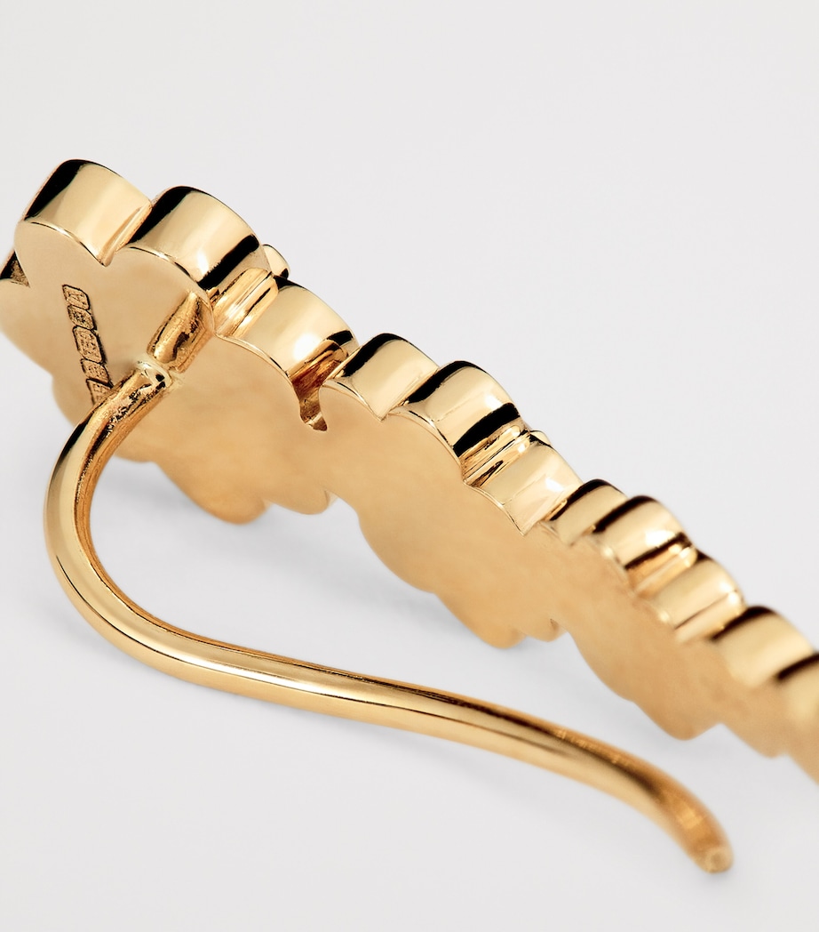 Yellow Gold and Diamond Left Croissant Fleur Single Earring YELLOW GOLD Image 4