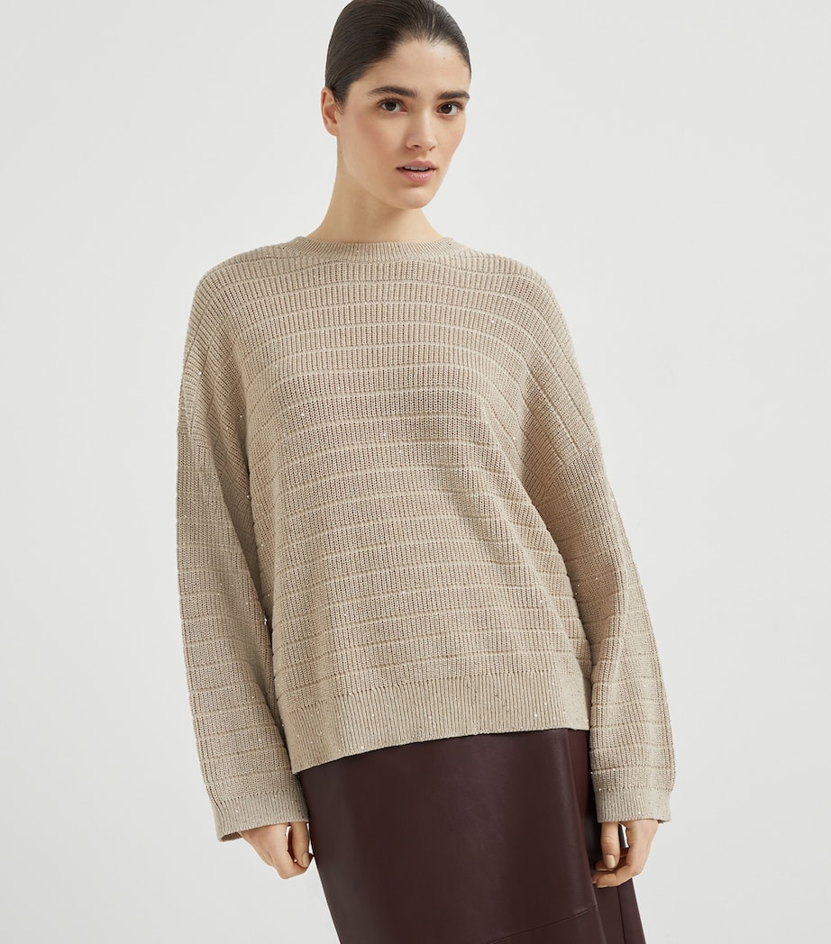 Cotton-Blend Sequin-Embellished Sweater C059 Image 2