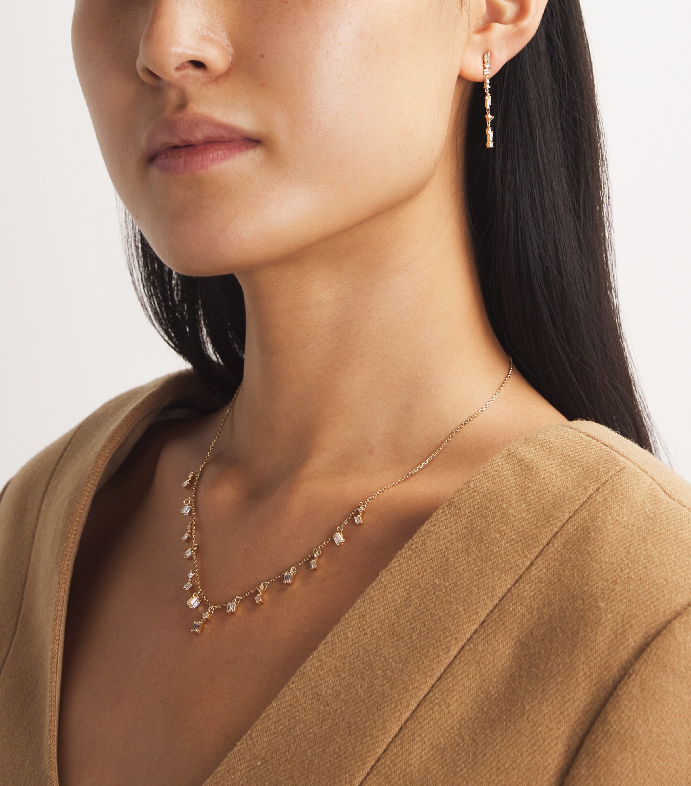 Yellow Gold and Diamond Classic Firework Sparkler Drop Earrings 18K YG/WD Image 5