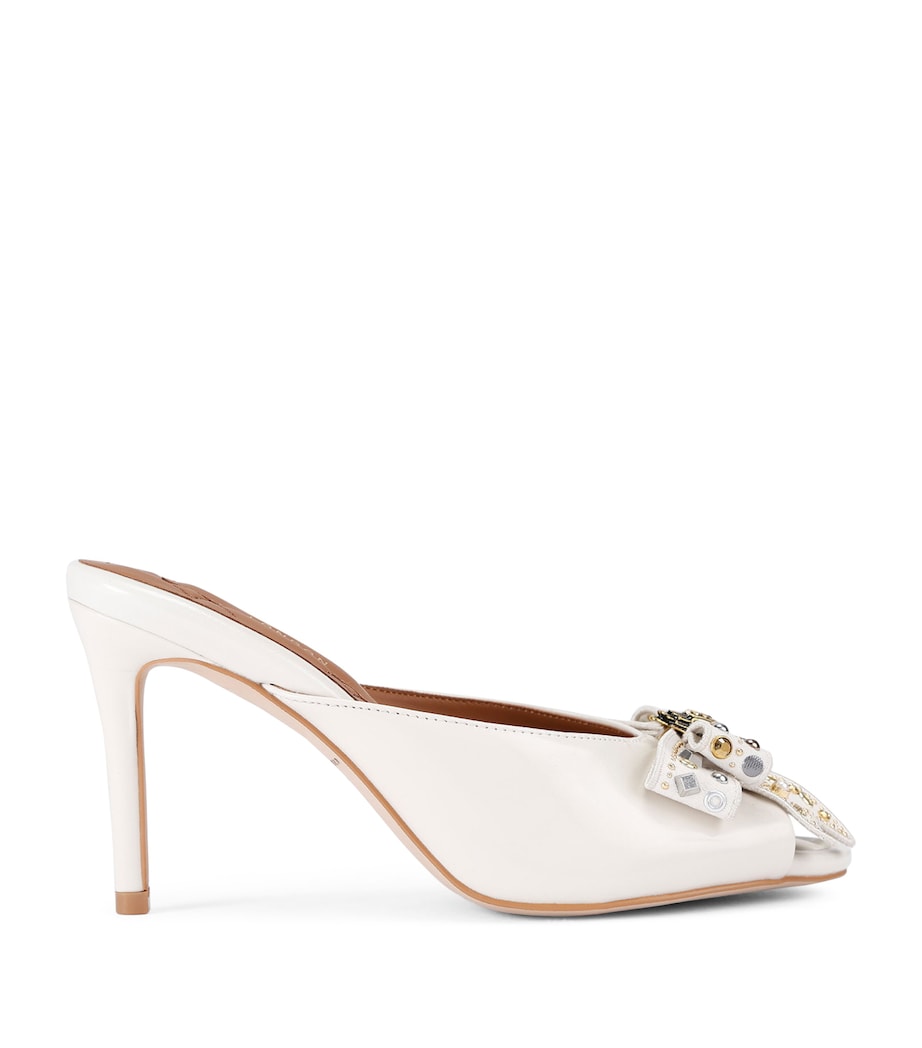 Leather Belgravia Stud Bow Heeled Mules BONE/COMB Image 1