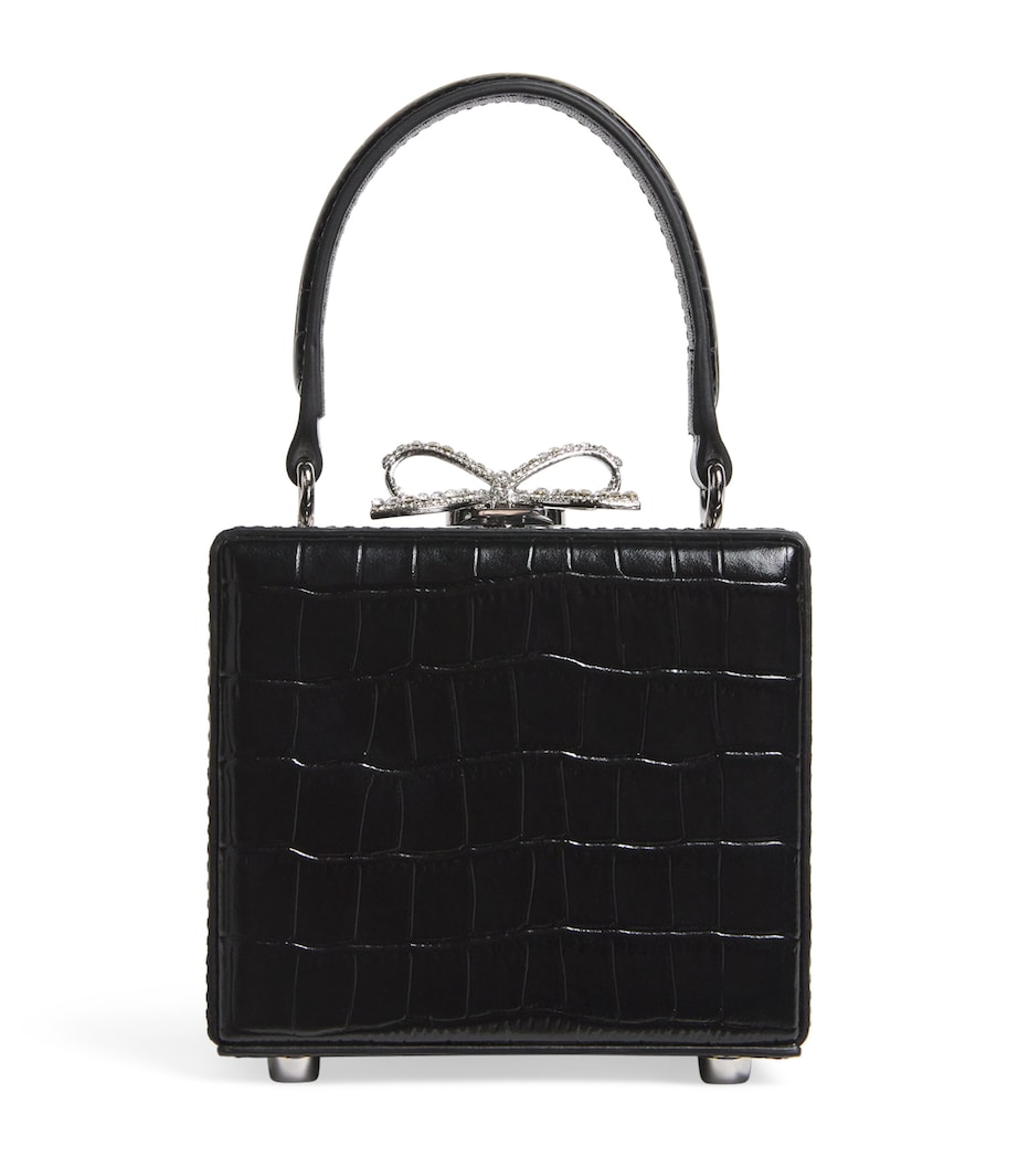 Croc-Embossed Leather Micro Bag BLACK Image 1