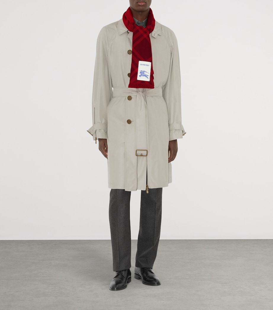 Wool-Silk Wide Check Scarf OXBLOOD/PILLAR RED Image 4