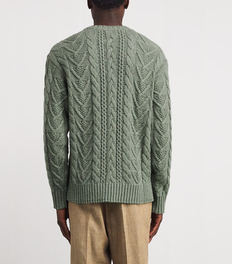 Cotton-Blend Fisherman’s Sweater GREEN Image 4