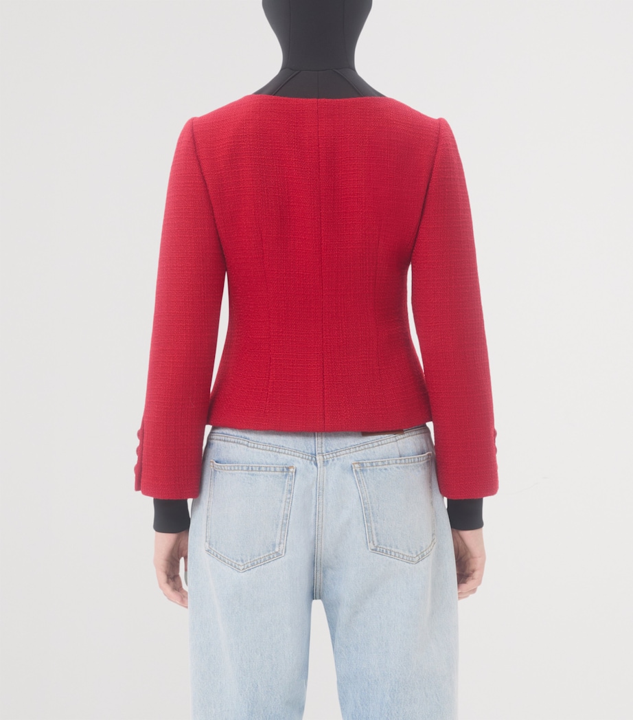 Virgin Wool-Blend Bow Blazer R9M Image 6