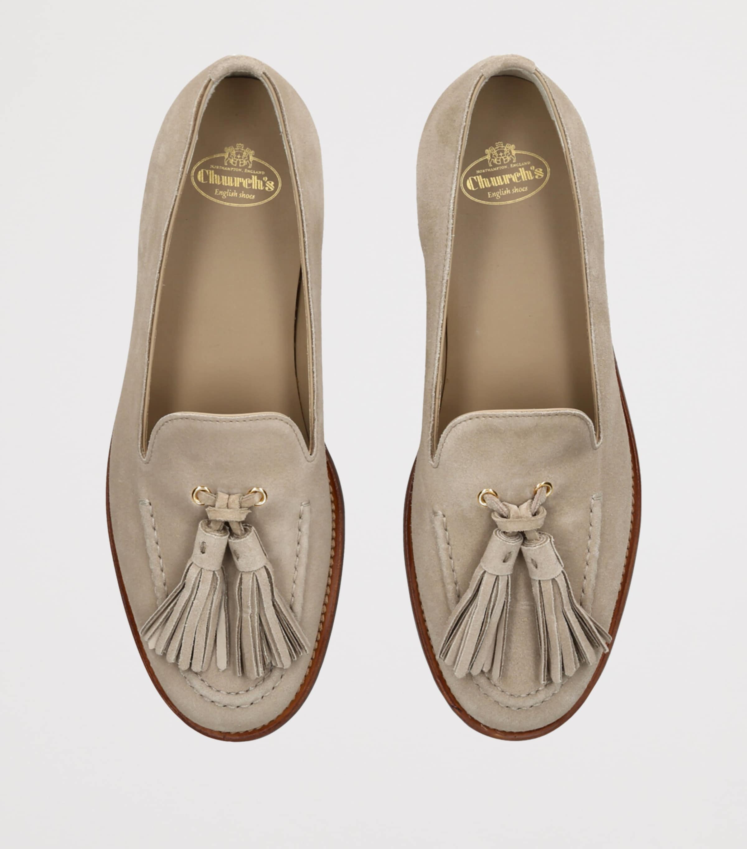 Church's Womens Suede Tassel Loafers Cream Image 4