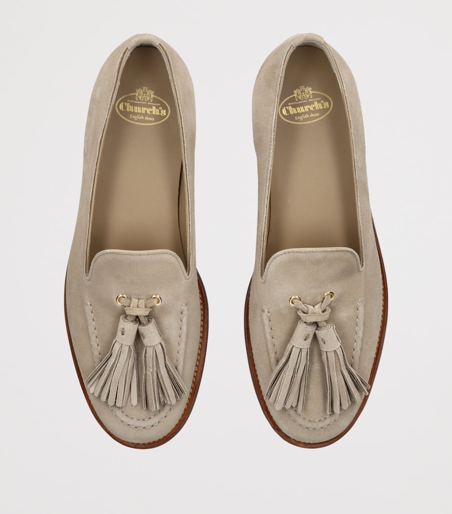 Church's Womens Suede Tassel Loafers Cream Image 4
