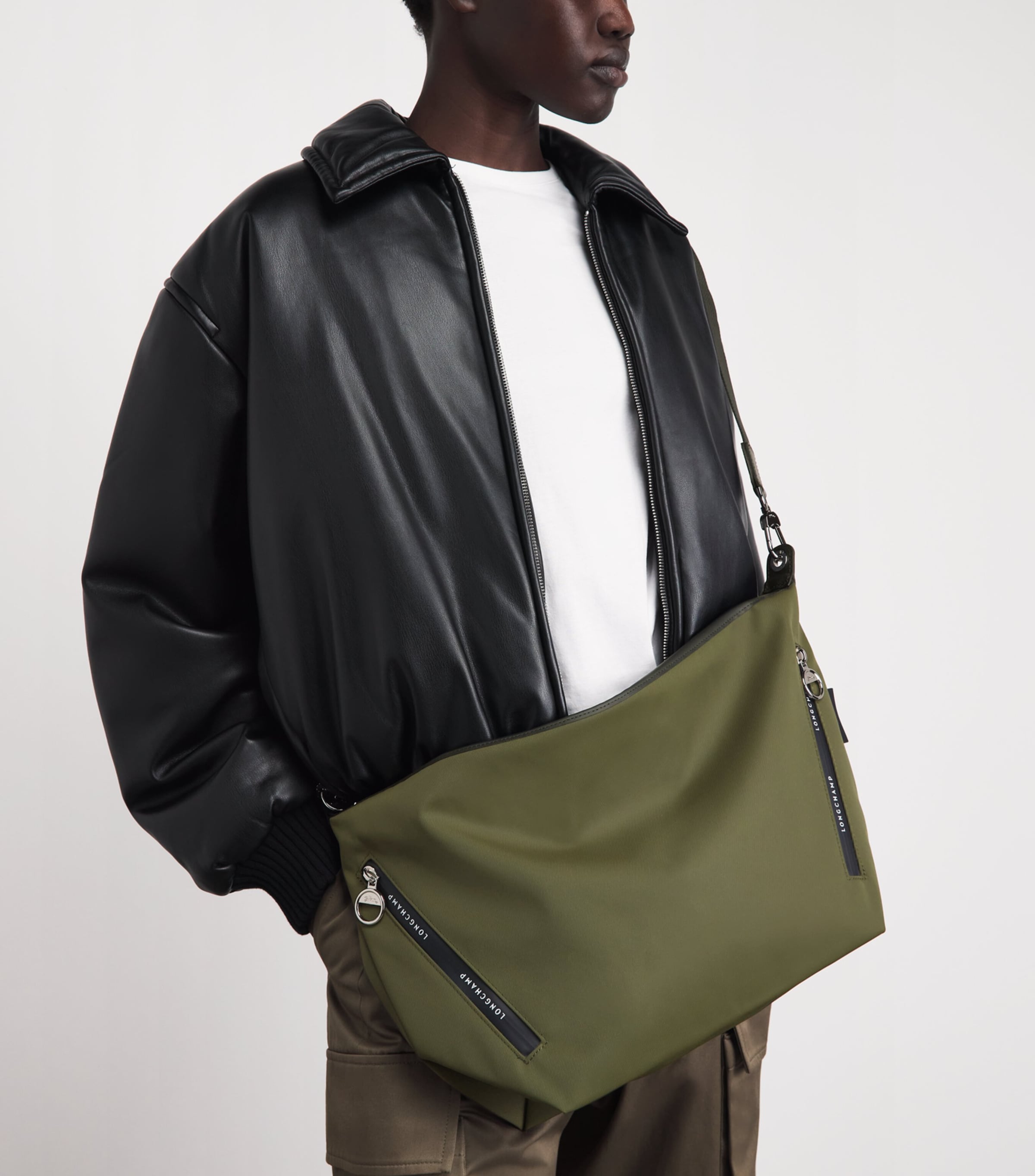 Longchamp Medium Le Pliage Energy Cross-Body Bag Khaki Image 4