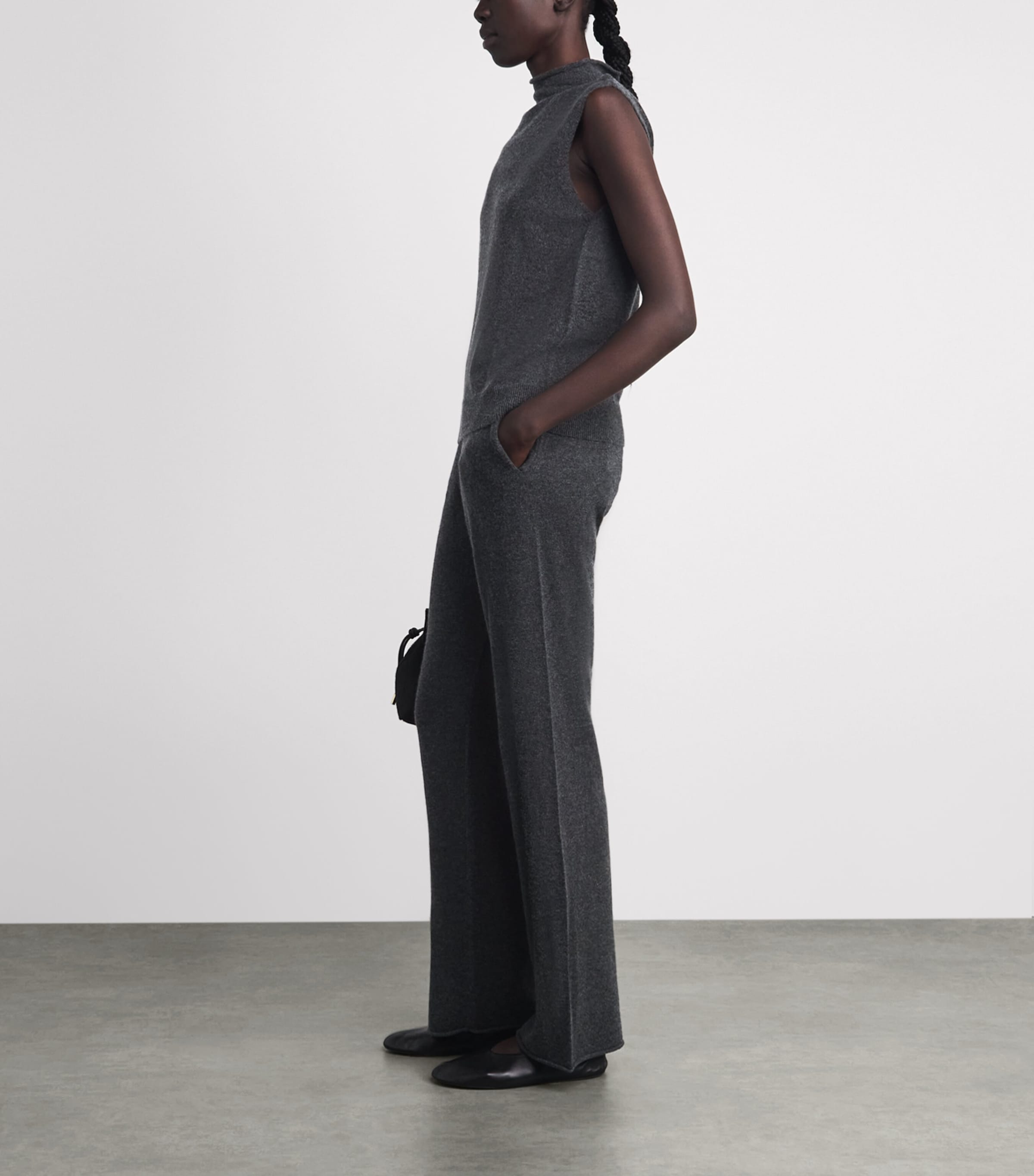 MM Womens Virgin Wool-Cashmere Trousers Dark Grey Image 2