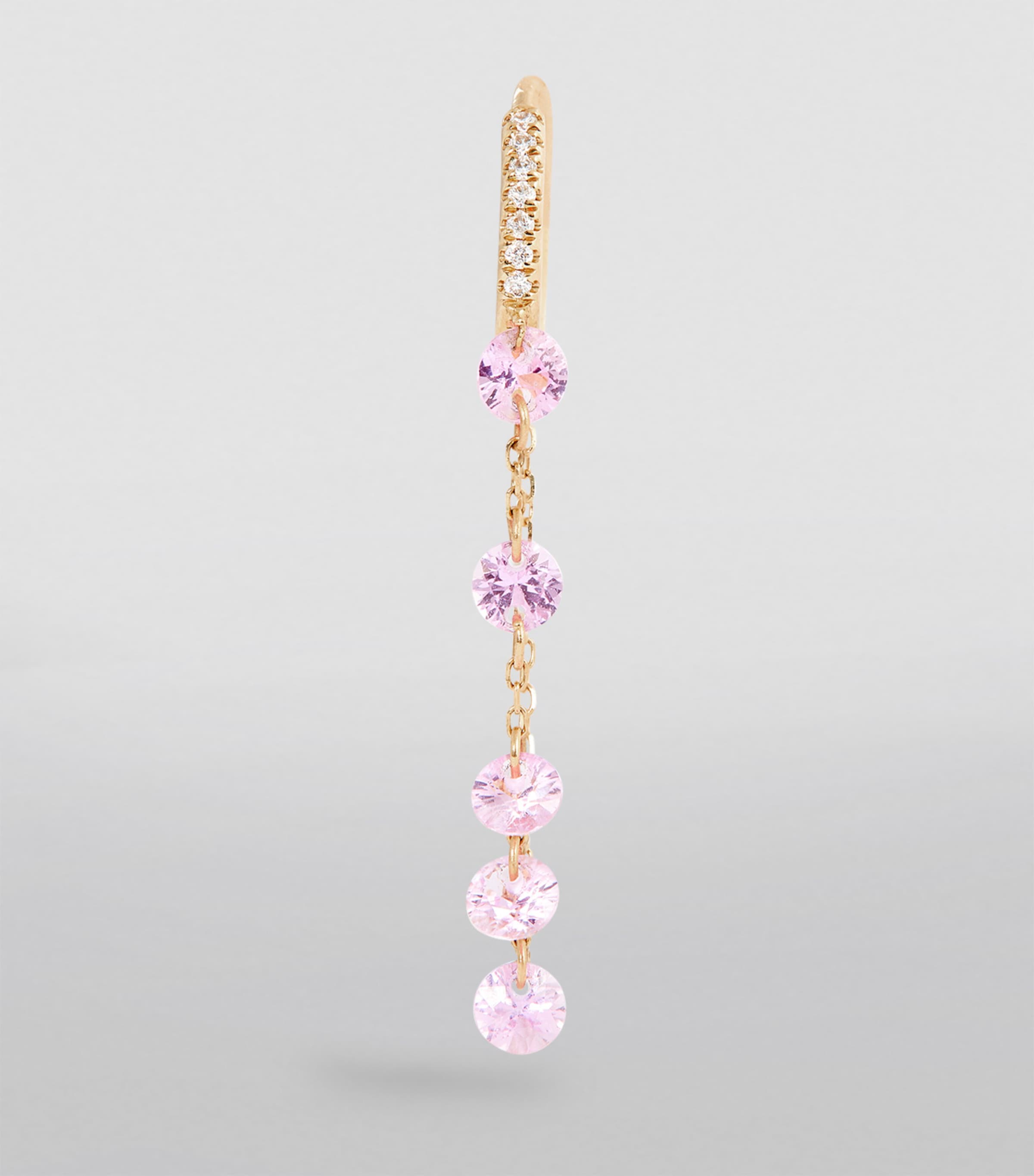 Yellow Gold, Diamond and Sapphire Danaé Single Earring PINK Image 2