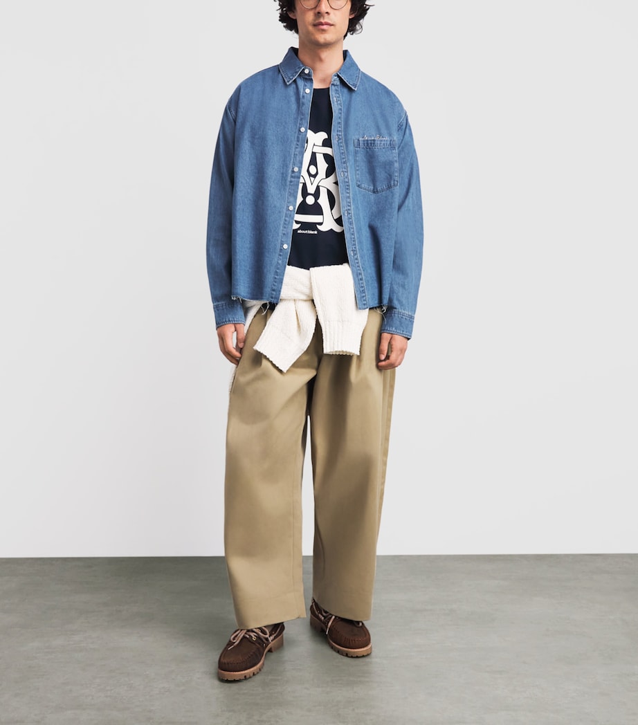 about:blank Mens Script Denim Shirt Blue Wash Image 2