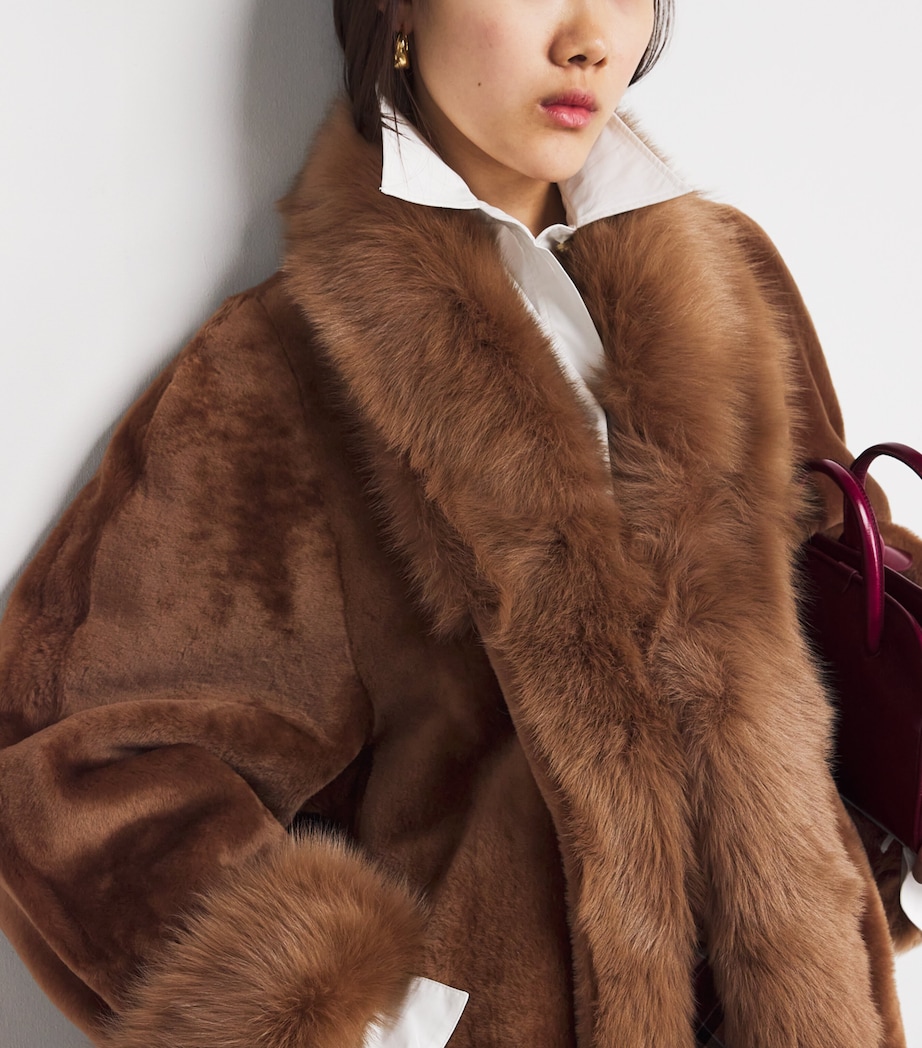 Shearling Sima Long Coat TOFFEE Image 6