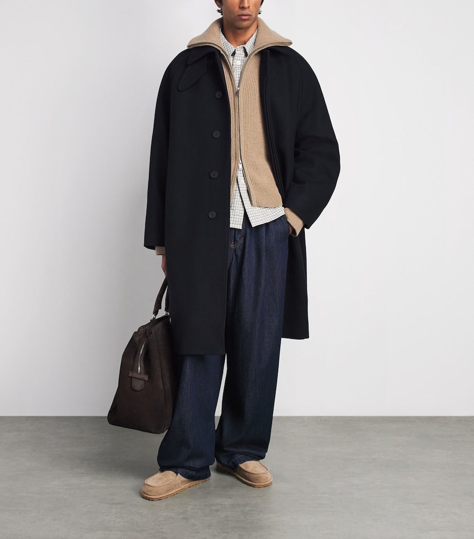 Studio Nicholson Mens Merino Sandos Zip-Up Cardigan Oatmeal Image 2