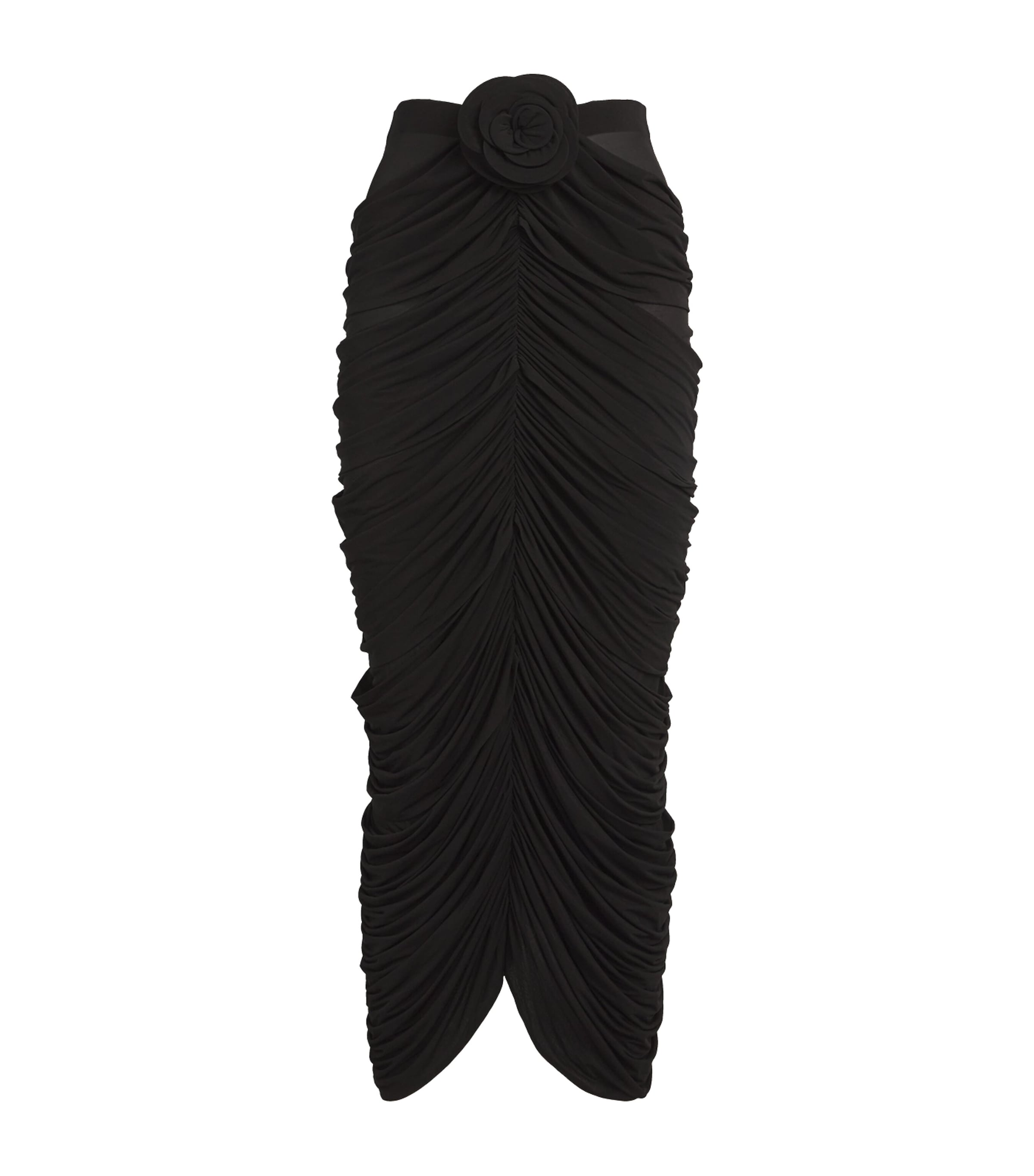 Magda Butrym Appliquéd Ruched Stretch-jersey Midi Skirt In Black