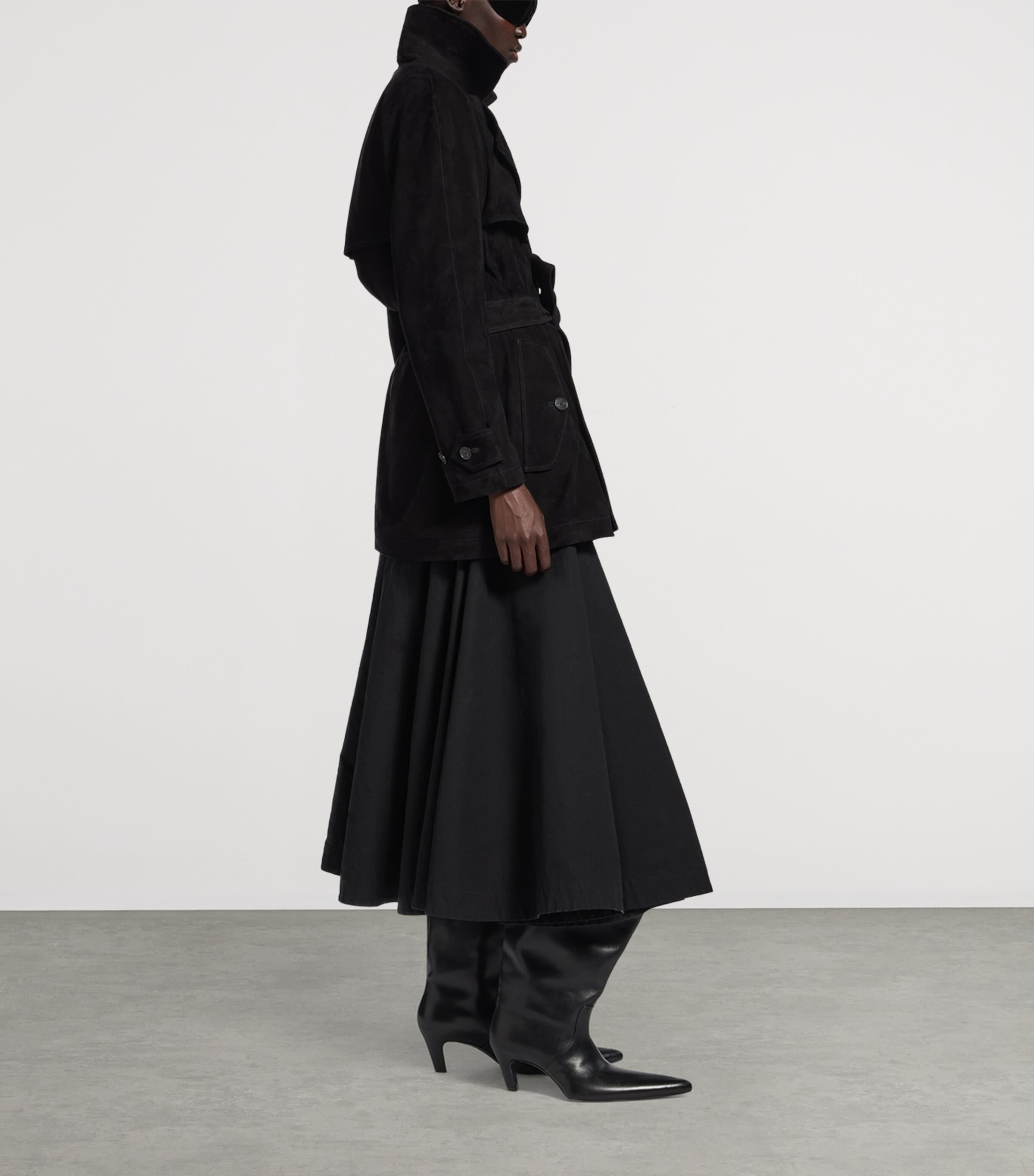 Lambskin Suede Short Trench Coat 1000 Image 4