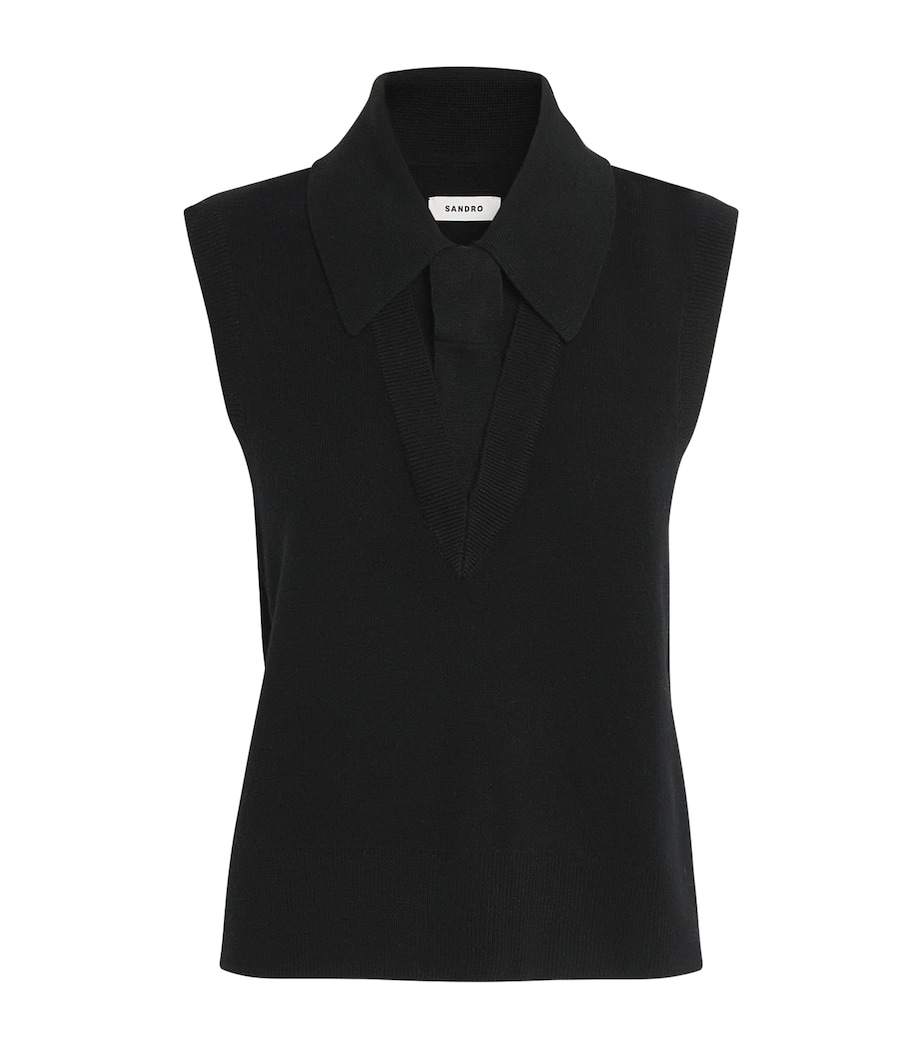 Wool-Blend Tie-Neck Sweater BLACK Image 1