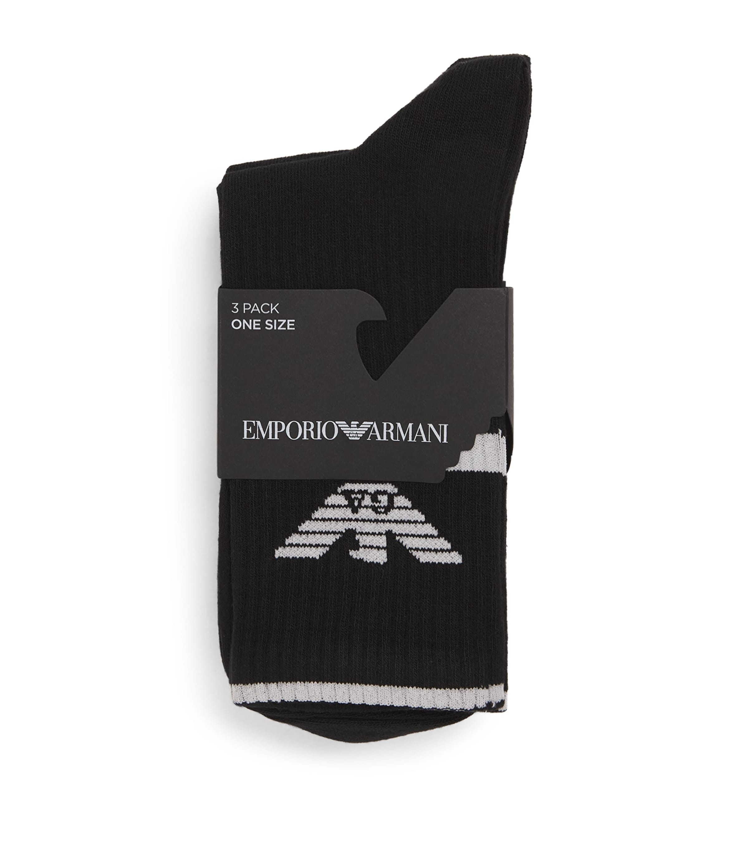 Shop Emporio Armani Logo Socks In Black