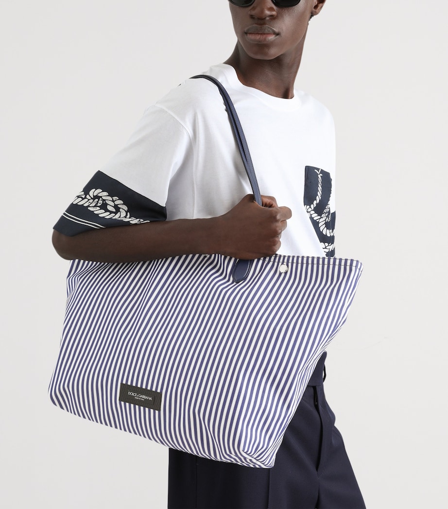 Dolce&Gabbana Stripe Essenza Shopper Bag Blue/white Image 2