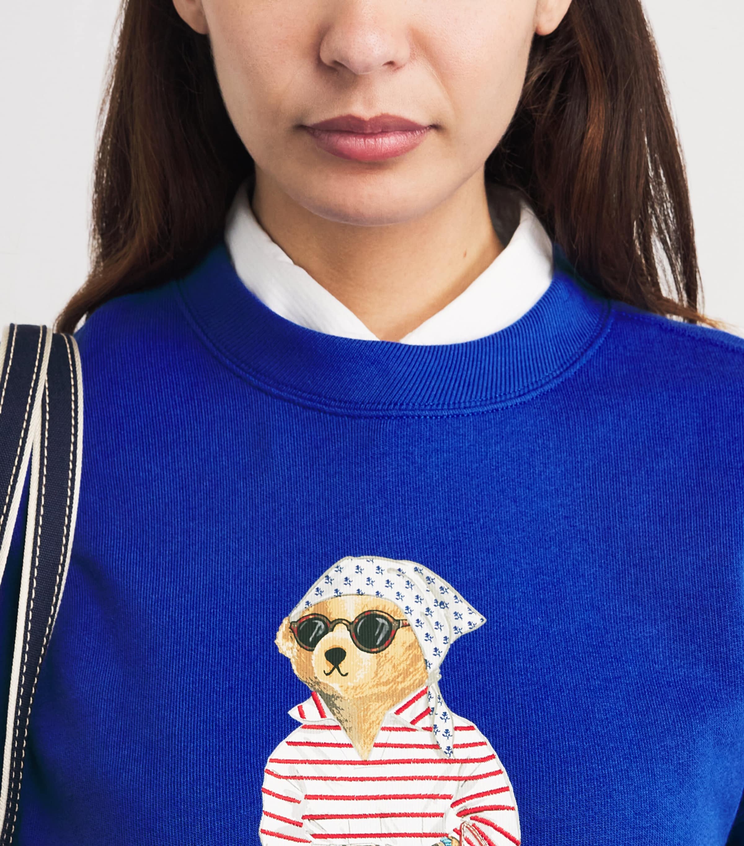 Polo Ralph Lauren Womens Cotton-Blend Polo Bear Sweatshirt Gala Blue Image 3