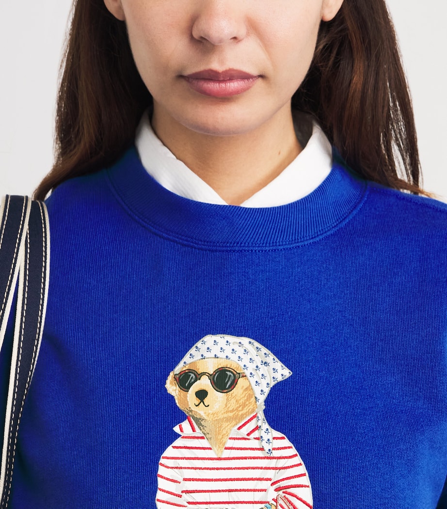 Polo Ralph Lauren Womens Cotton-Blend Polo Bear Sweatshirt Gala Blue Image 3
