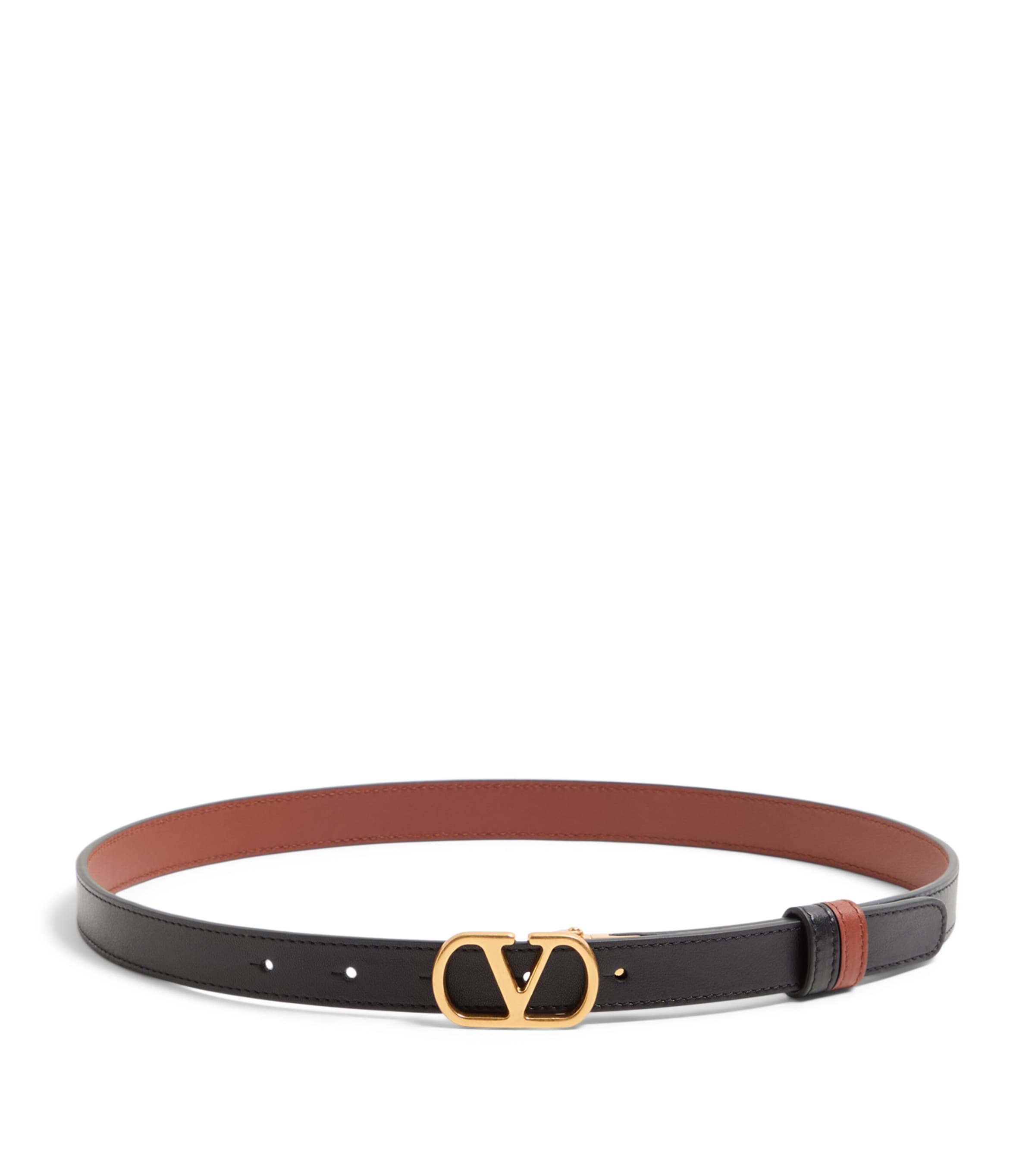Leather Reversible VLogo Signature Belt DRN Image 1