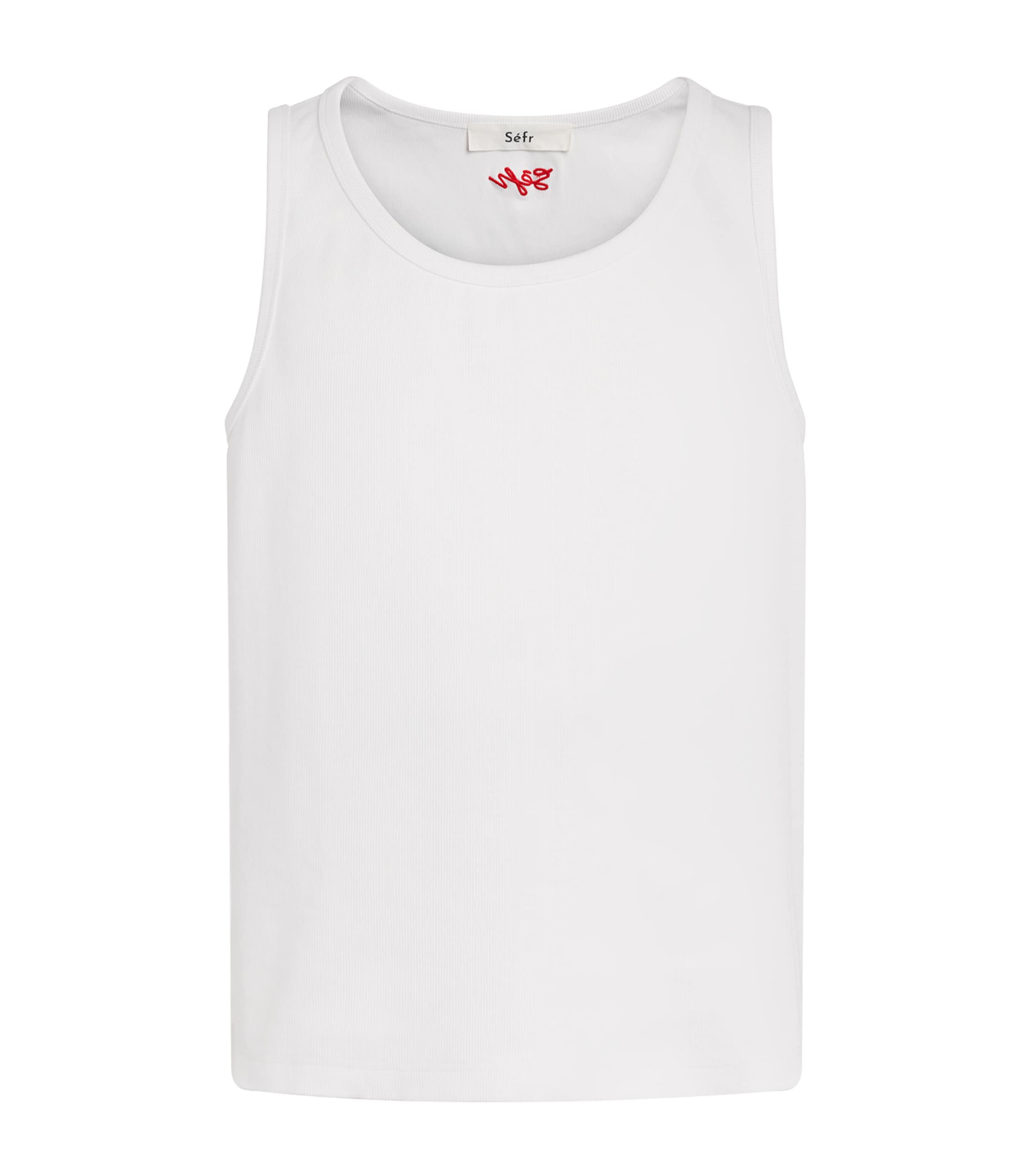 Séfr Mens Stretch-Cotton Cyril Tank Top Organic White Cotton Image 1