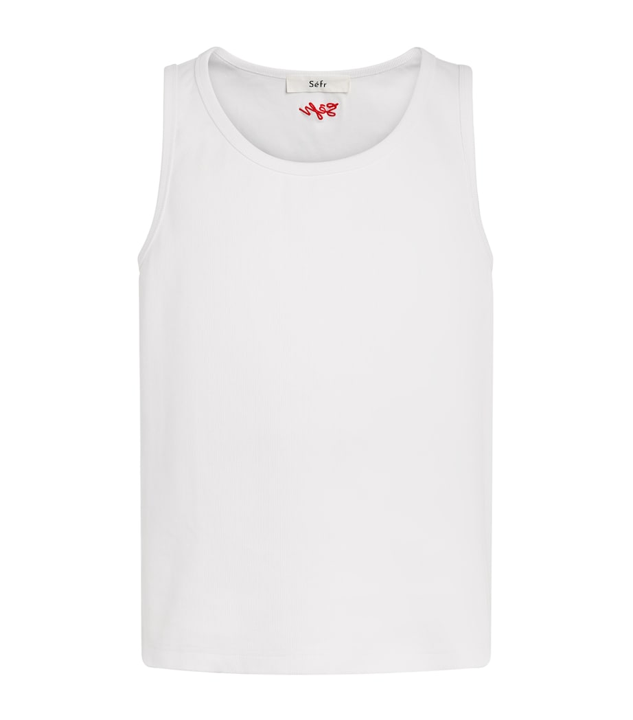 Séfr Mens Stretch-Cotton Cyril Tank Top Organic White Cotton Image 1