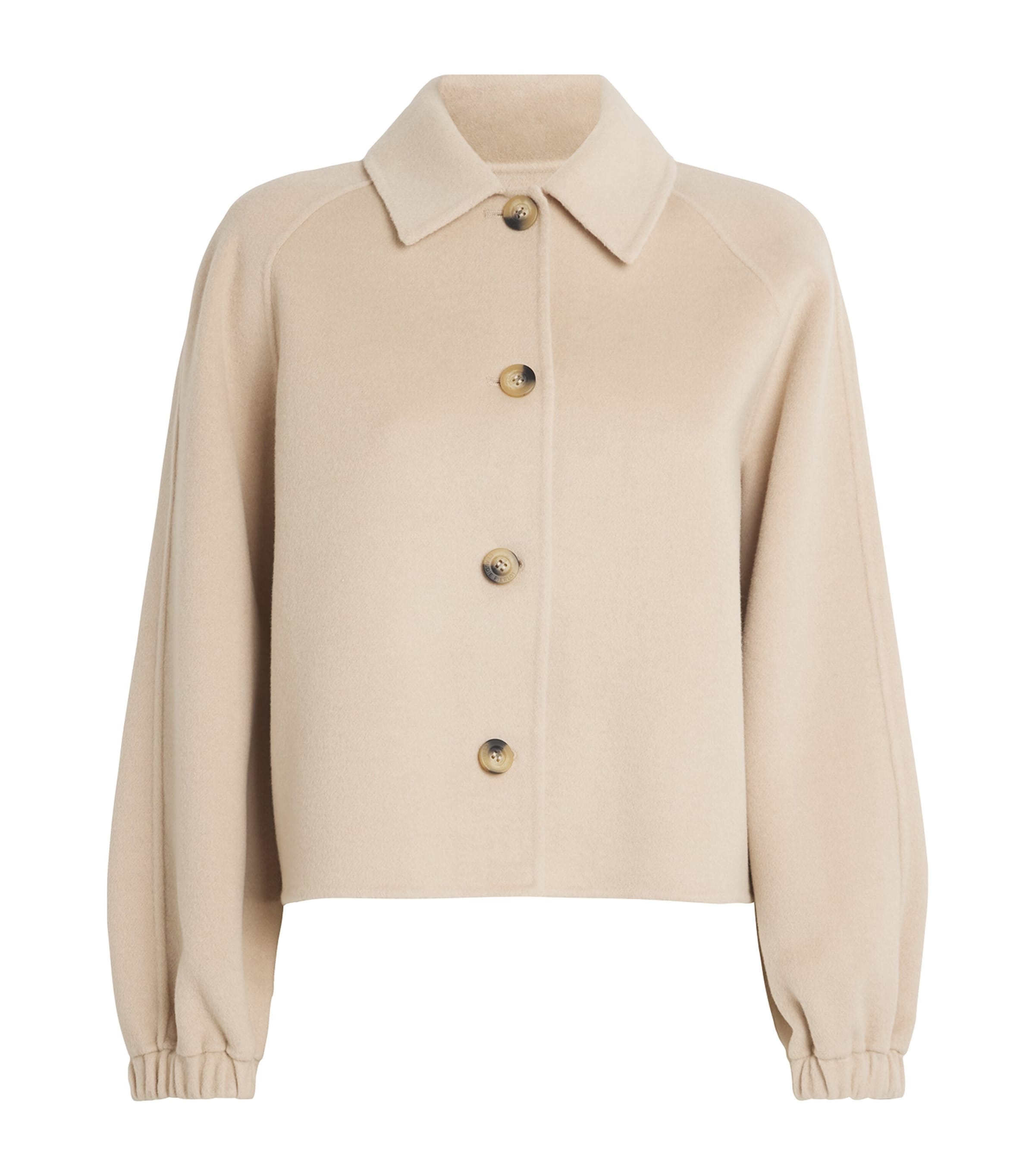 Shop Claudie Pierlot Wool-blend Collared Jacket In Neutral