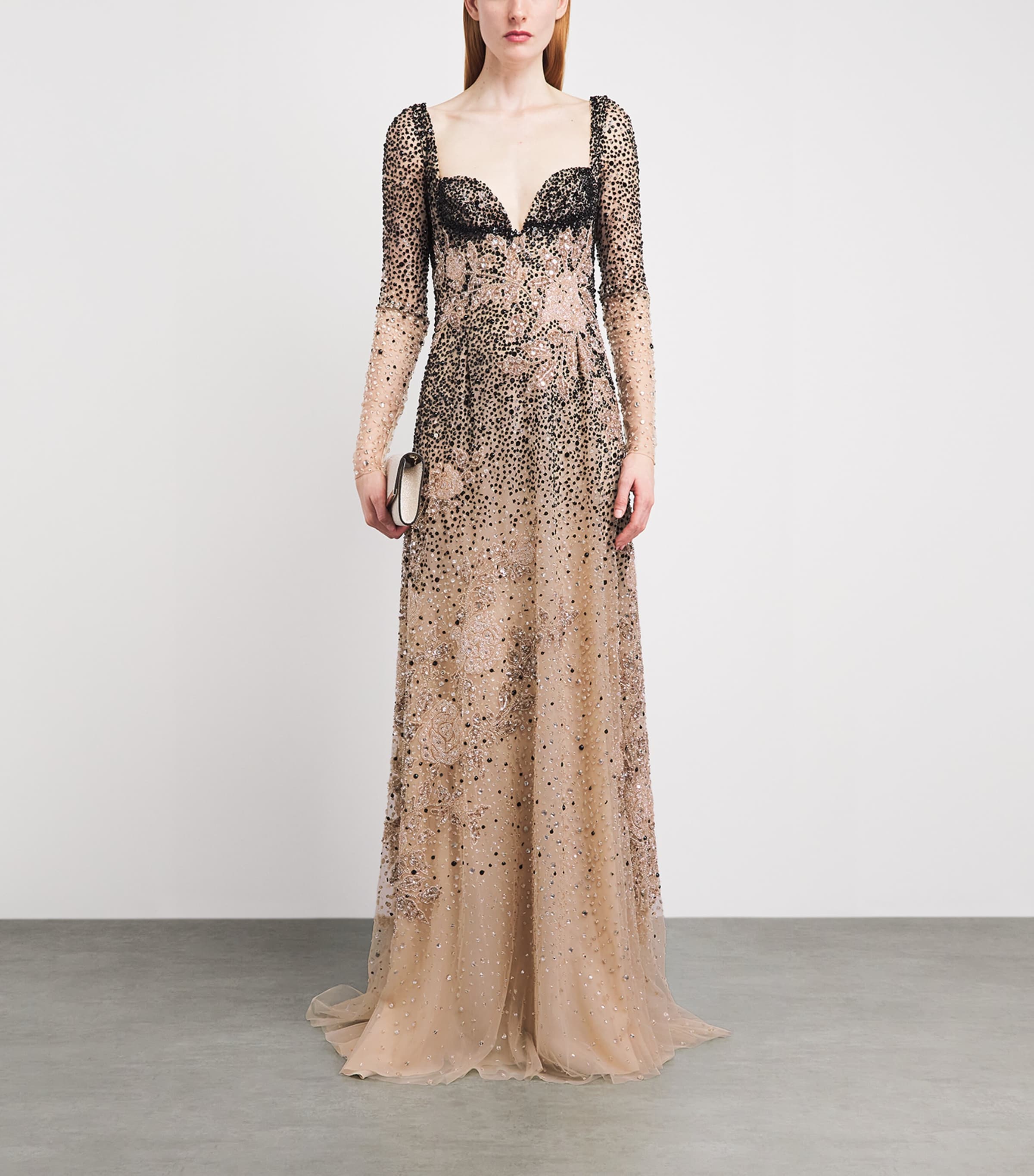 GEORGES HOBEIKA Womens Embellished Gown Nomad Beige Image 2
