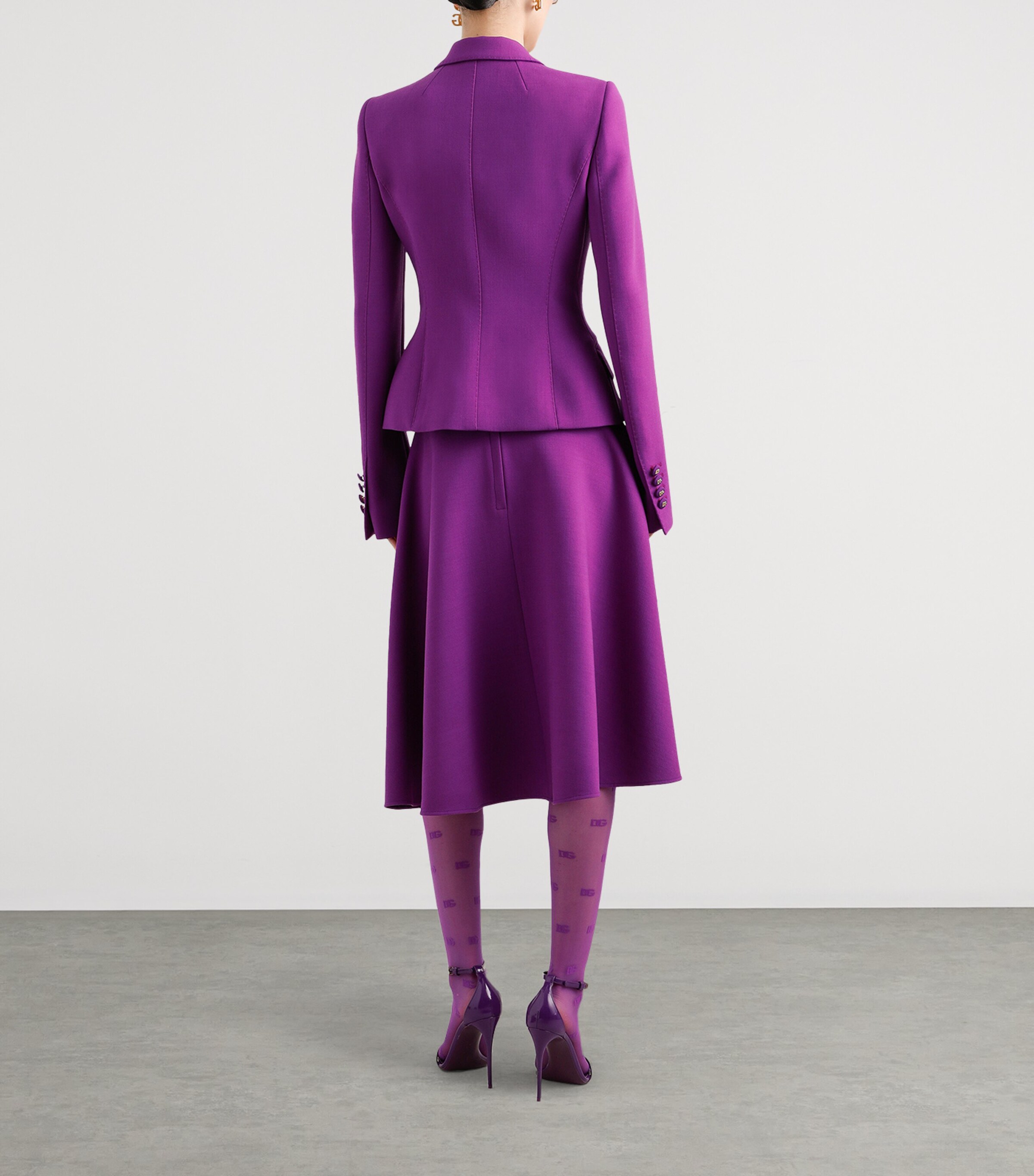 Virgin Wool Double Crêpe Blazer F0571-PURPLE Image 3