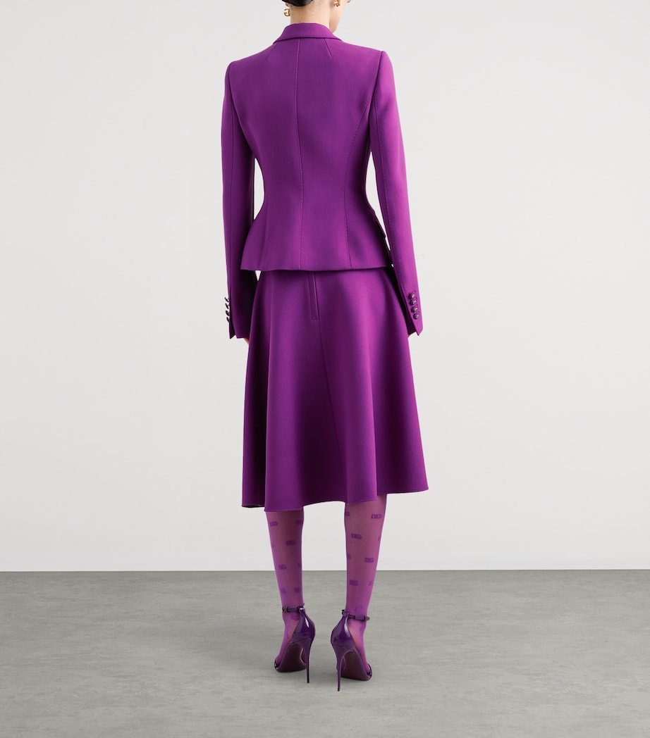 Virgin Wool Double Crêpe Blazer F0571-PURPLE Image 3