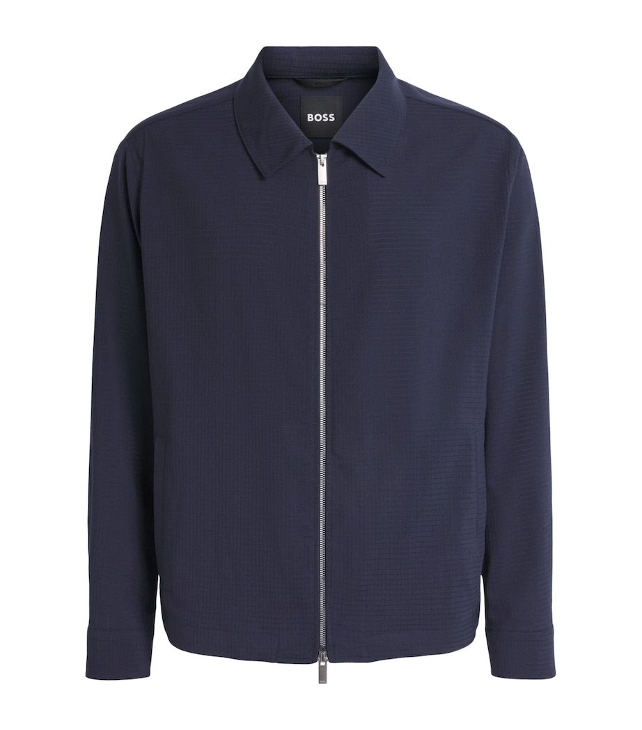 BOSS Mens Wool-Blend Carper Bomber Jacket Dark Blue Image 1